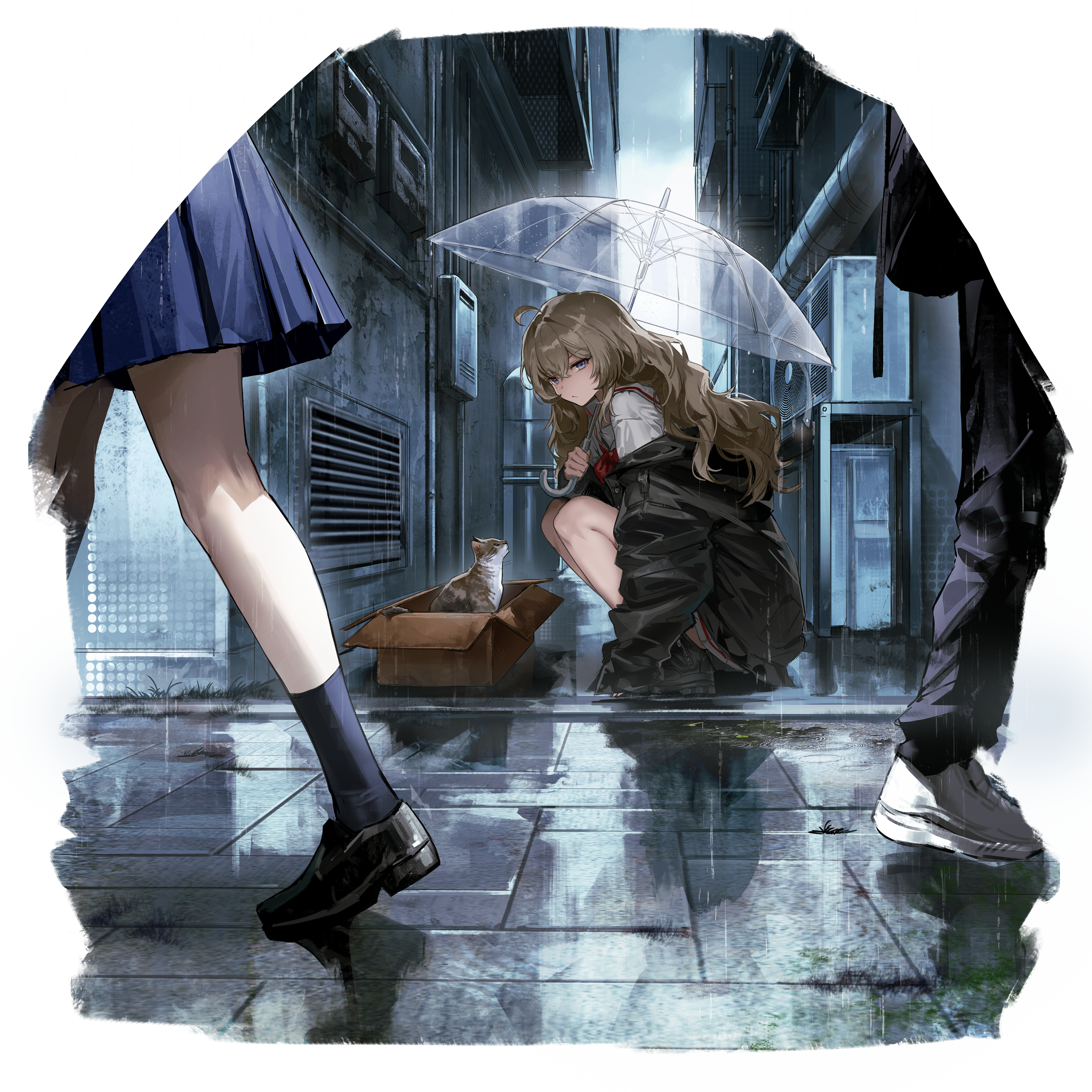 neko seifuku sowb transparent_png umbrella wet