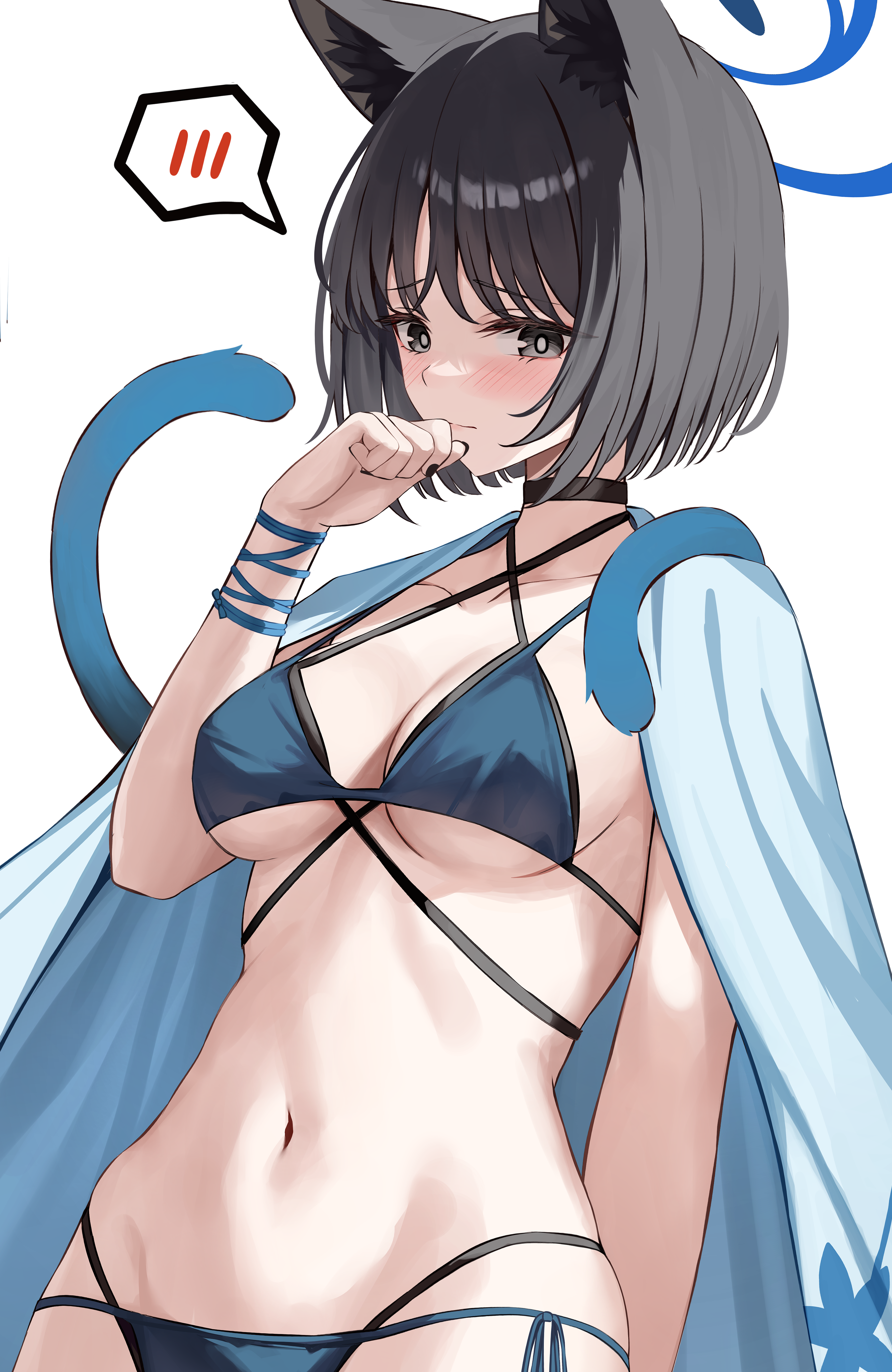 animal_ears bikini blue_archive halo kiryuu_kikyou kurone_(kurone_ryuo) nekomimi swimsuits tail