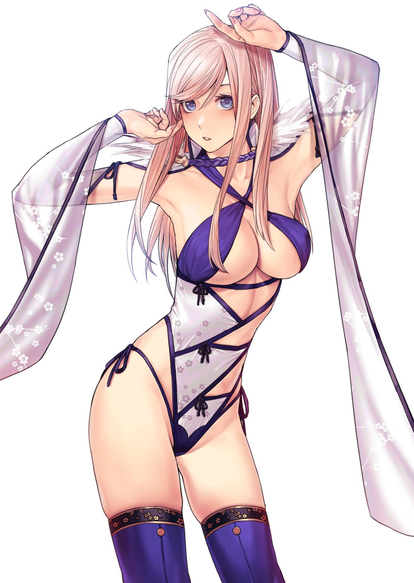 applekun fate/grand_order fate/stay_night miyamoto_musashi_(fate) swimsuits thighhighs