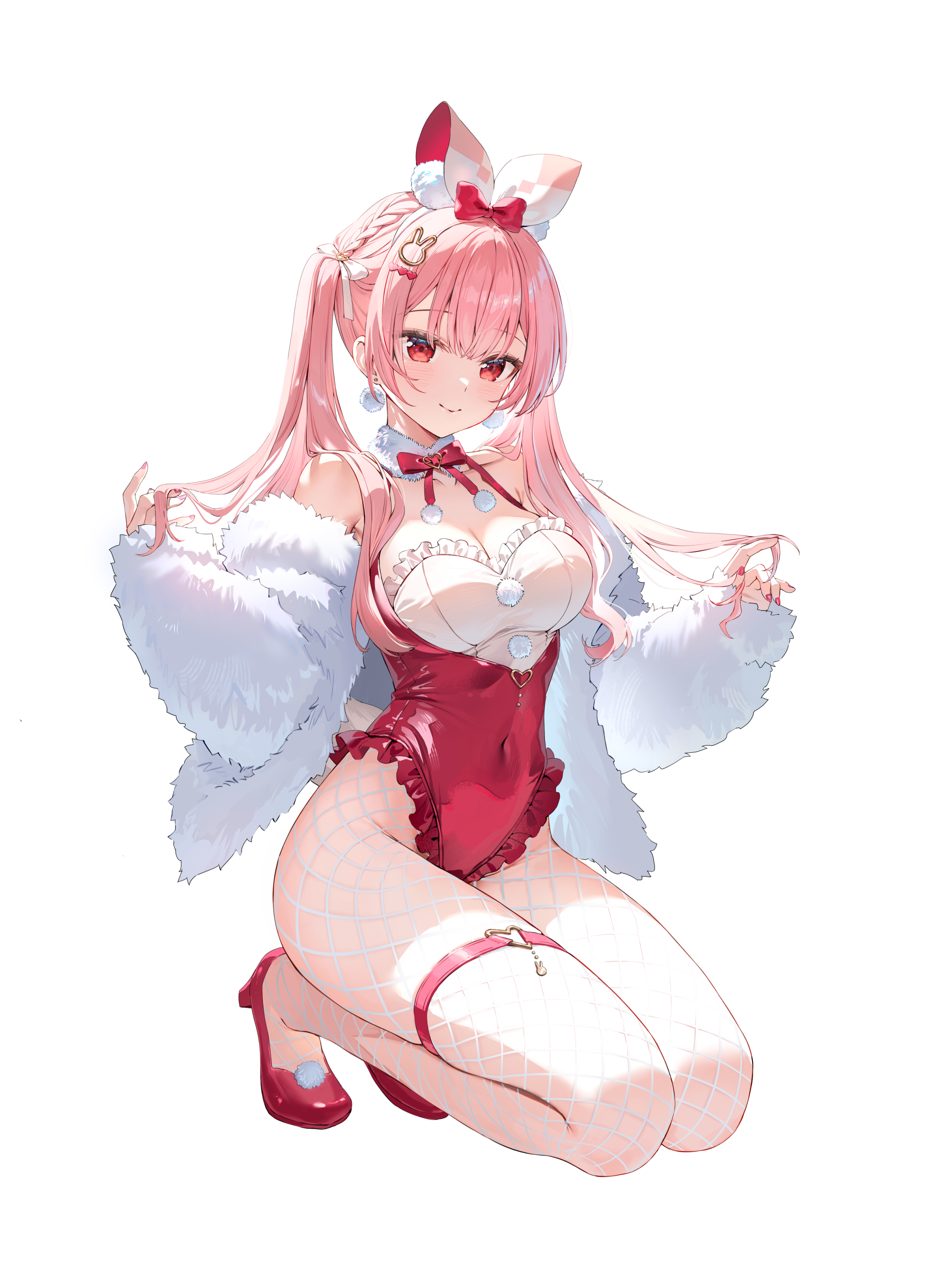 animal_ears atelier_live bunny_ears bunny_girl fishnets garter heels no_bra pantyhose rosuuri rosuuri_(vtuber) tail transparent_png