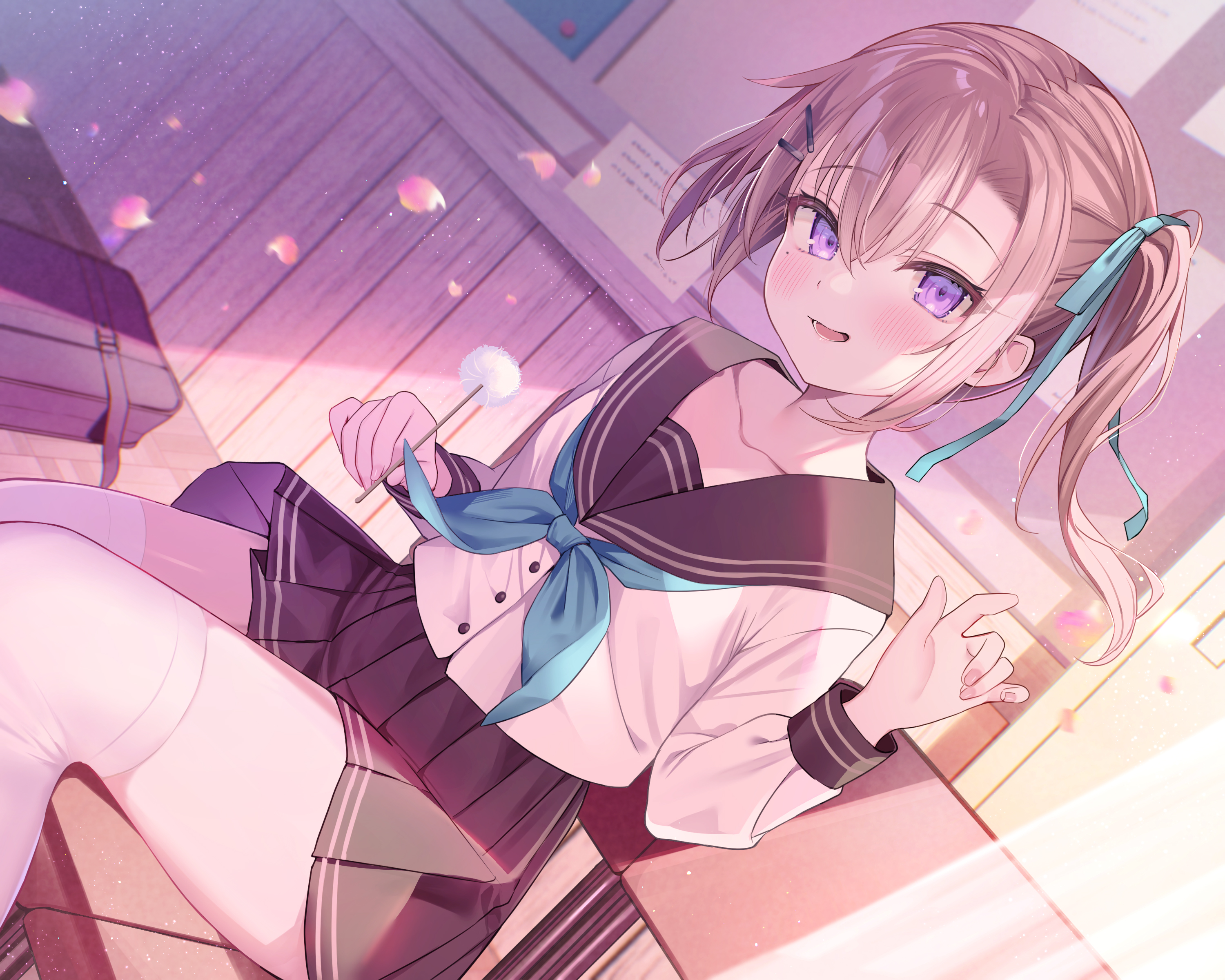 ebihara_beniko raro seifuku skirt_lift thighhighs