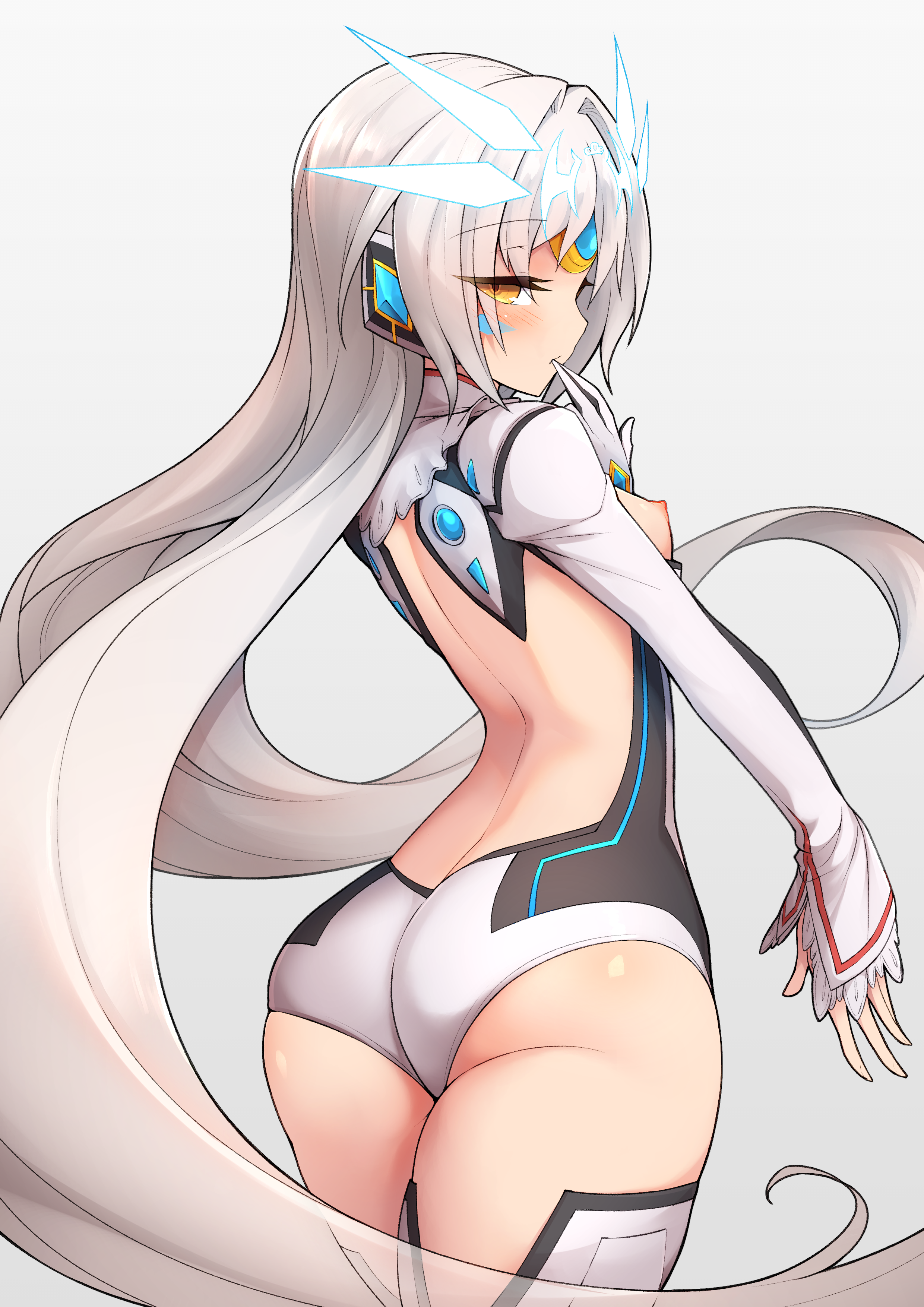 ass breasts elsword eve_(elsword) leotard nipples no_bra thighhighs waero