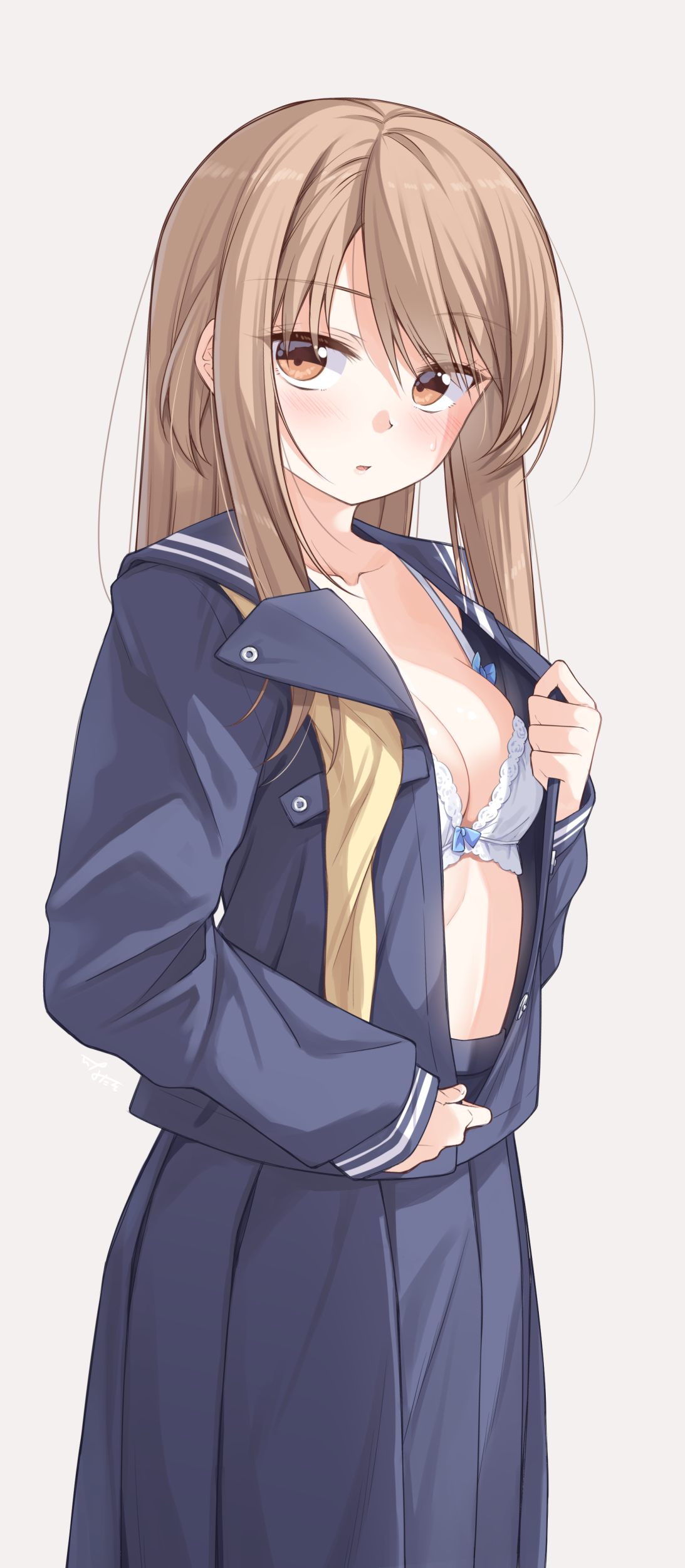 bra ina_(inadahime) open_shirt seifuku undressing