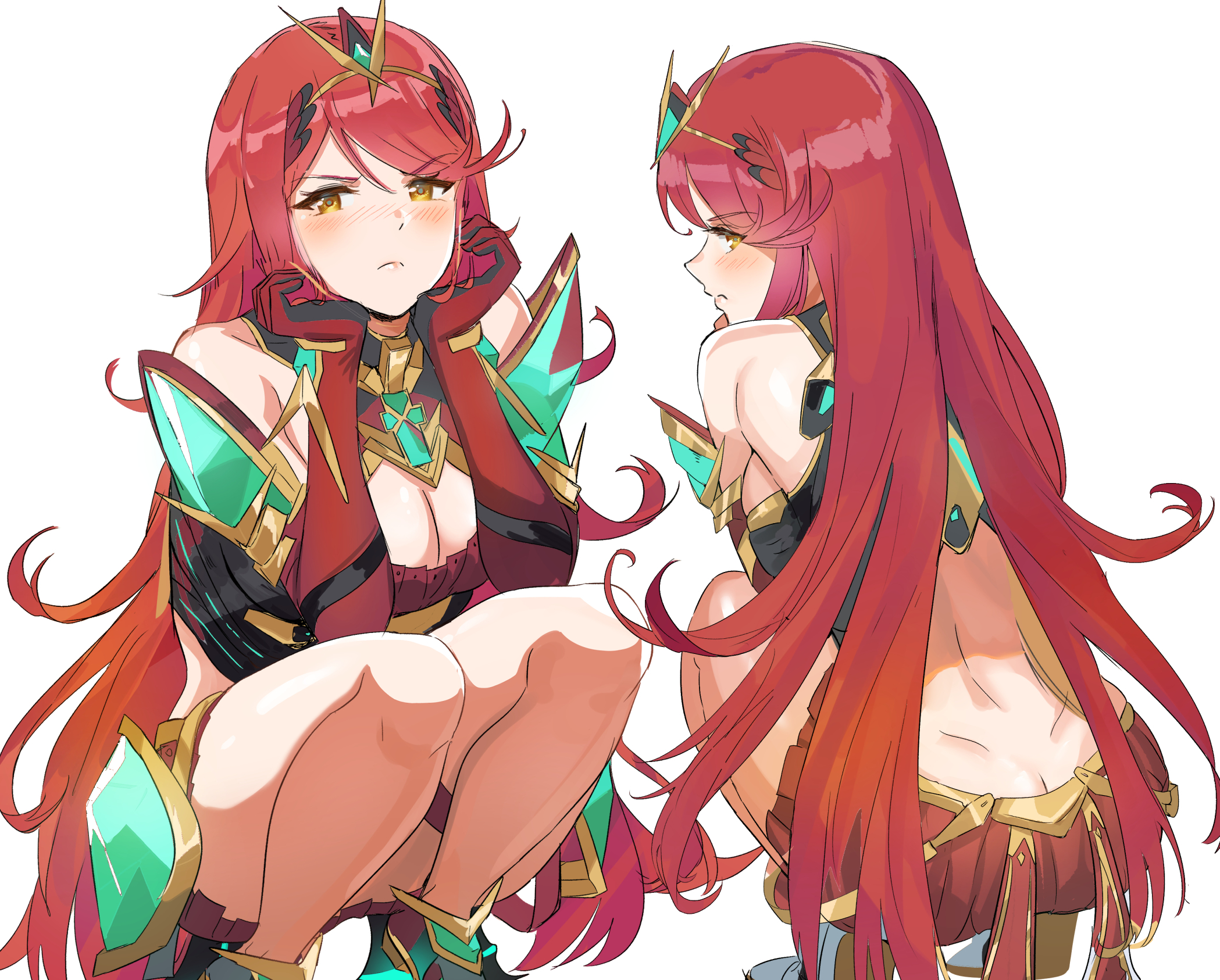 ass cleavage dress garter hikari_(xenoblade_2) ormille skirt_lift xenoblade_(series) xenoblade_2