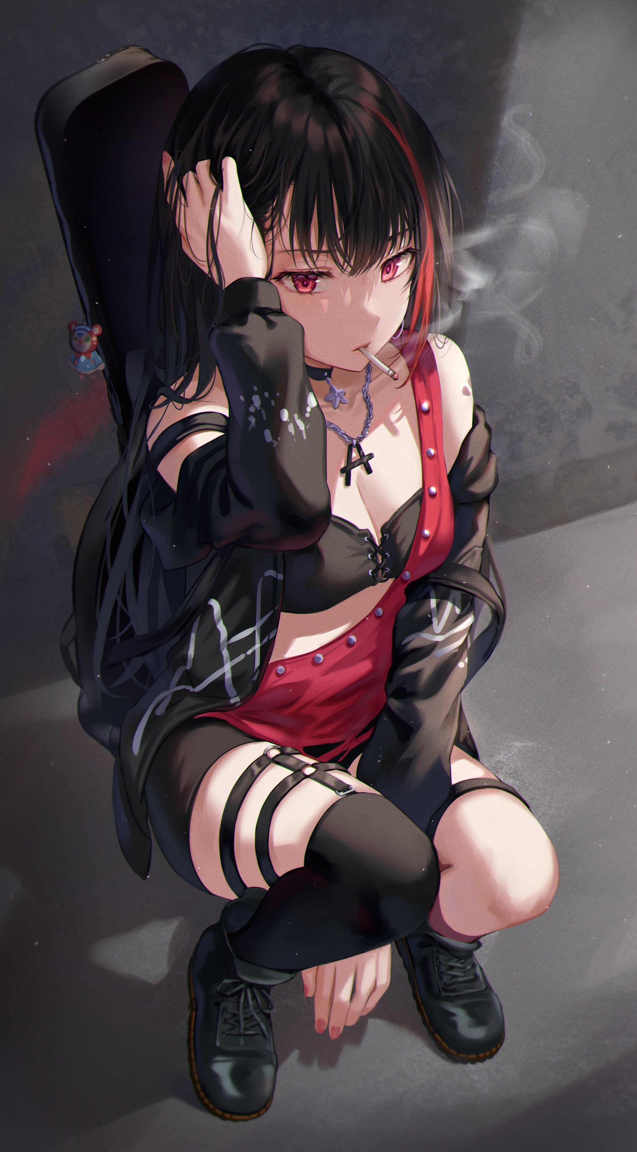 bang_dream! cleavage garter mitake_ran stockings thighhighs tokkyu