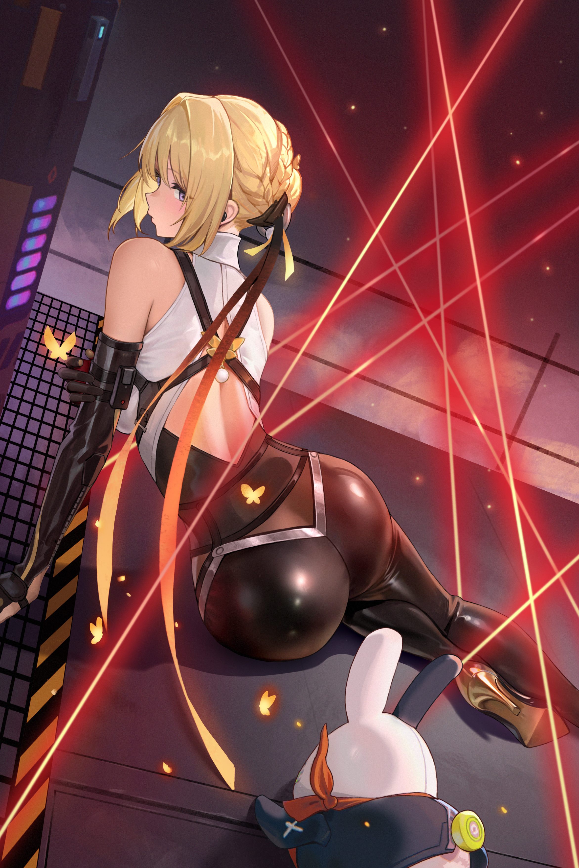 ass bangboo evelyn_chevalier heels le_(huanglongen) no_bra see_through zenless_zone_zero