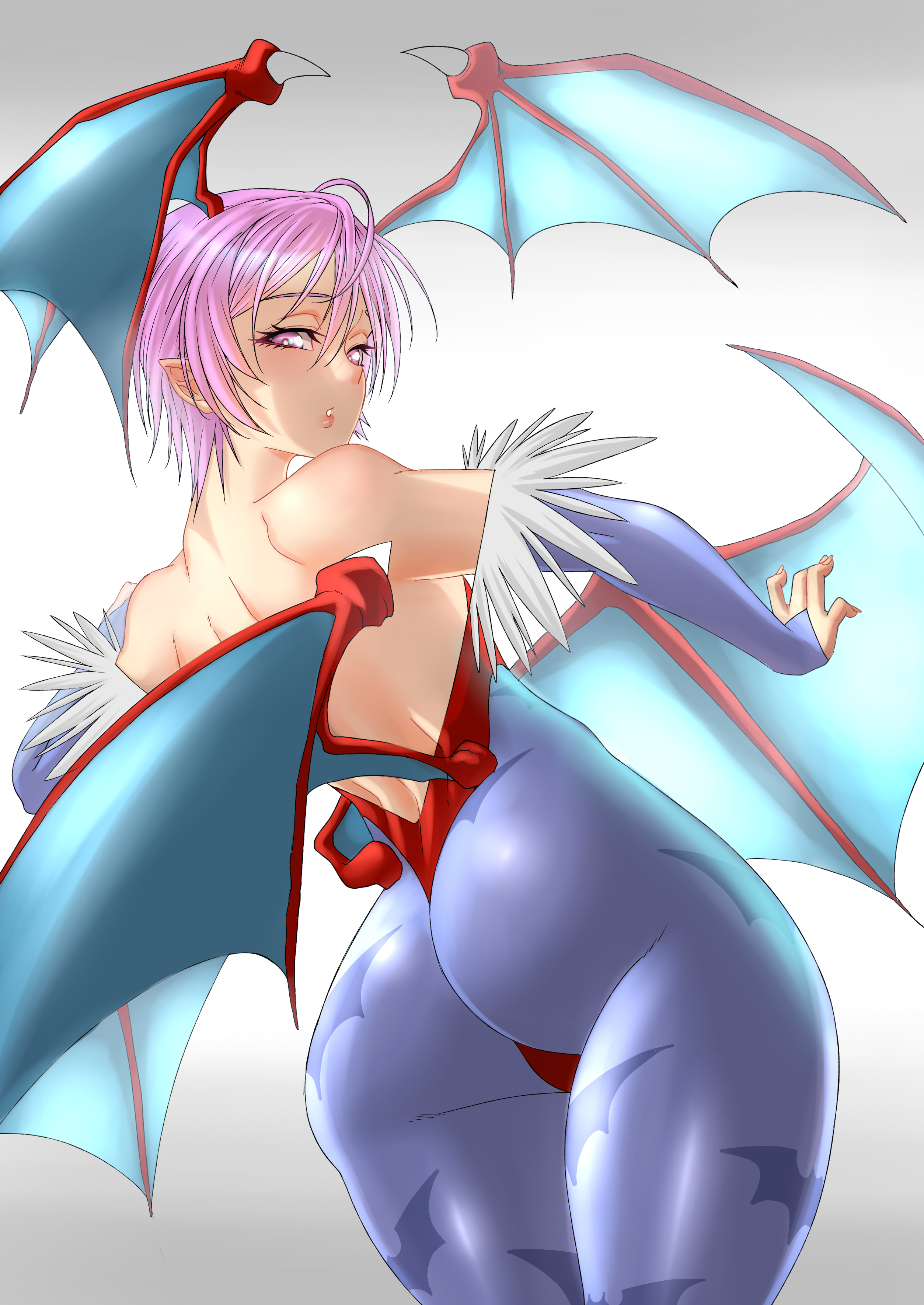 anima_(togashi) ass dark_stalkers devil leotard lilith_aensland no_bra pantyhose pointy_ears wings