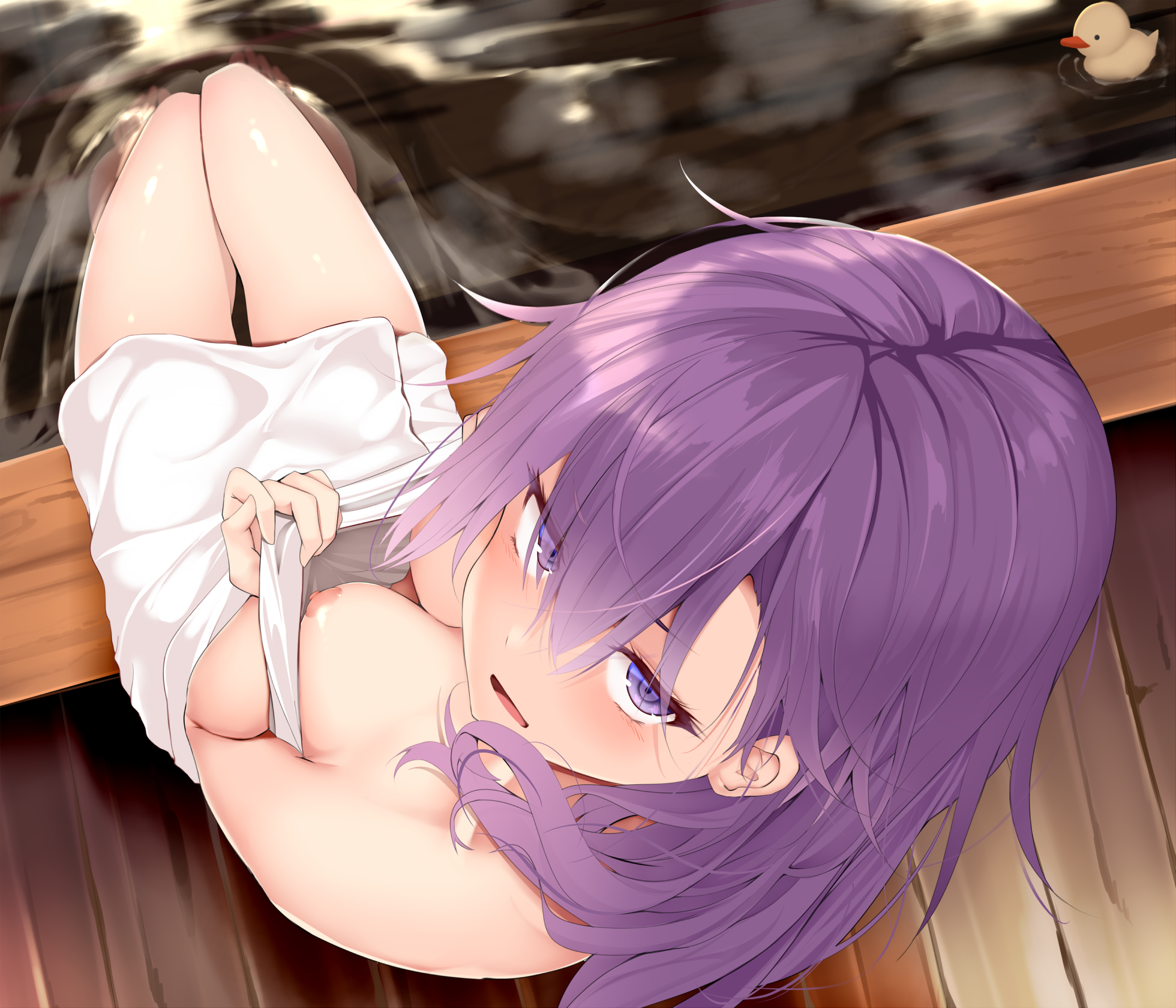 bokutachi_wa_benkyou_ga_dekinai karatakewari kominami_asumi nipples onsen towel undressing wet