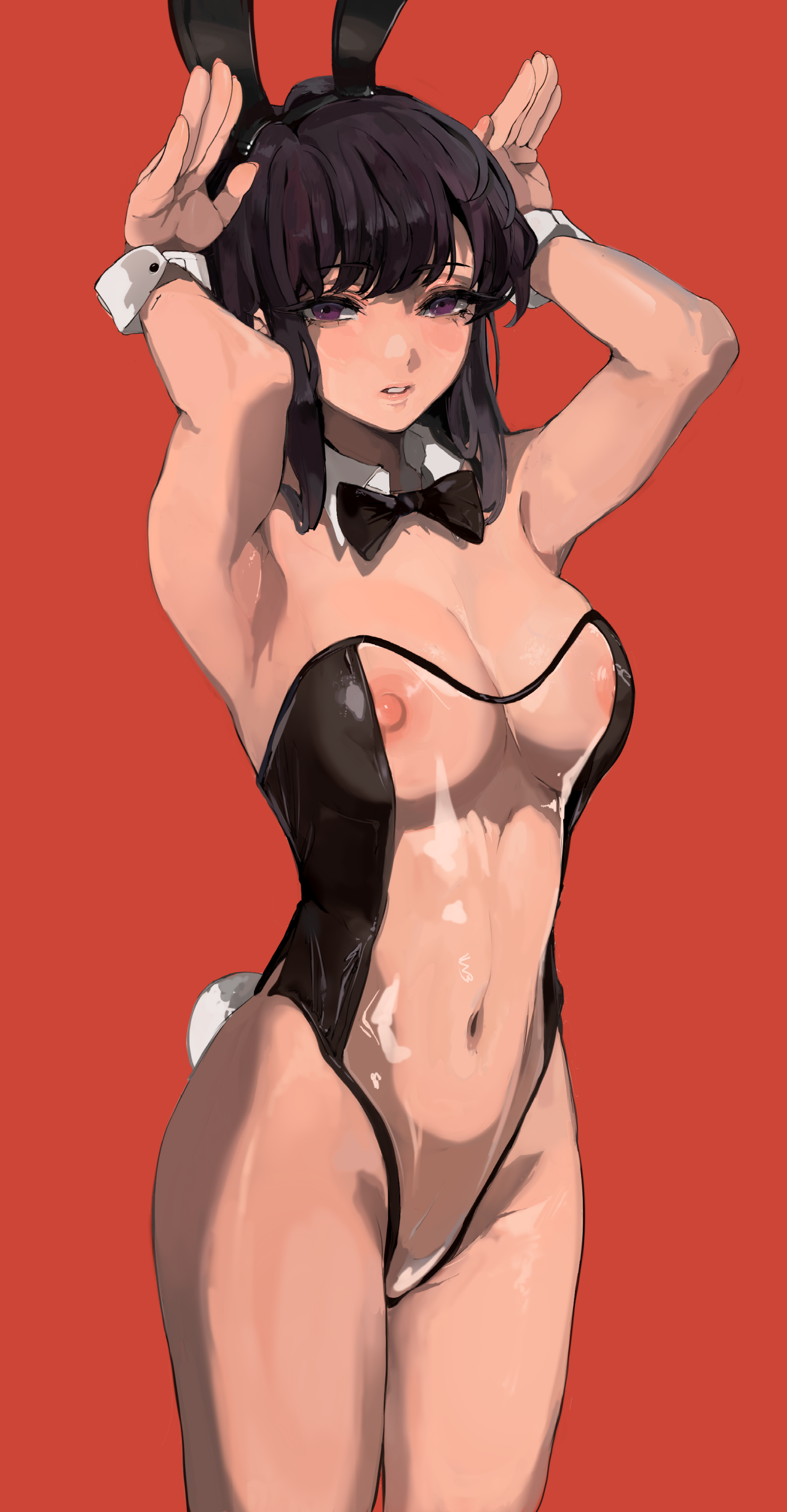 animal_ears bunny_ears bunny_girl komi-san_wa_komyushou_desu. komi_shouko nipple_slip nipples no_bra ogata_mamimi see_through tail