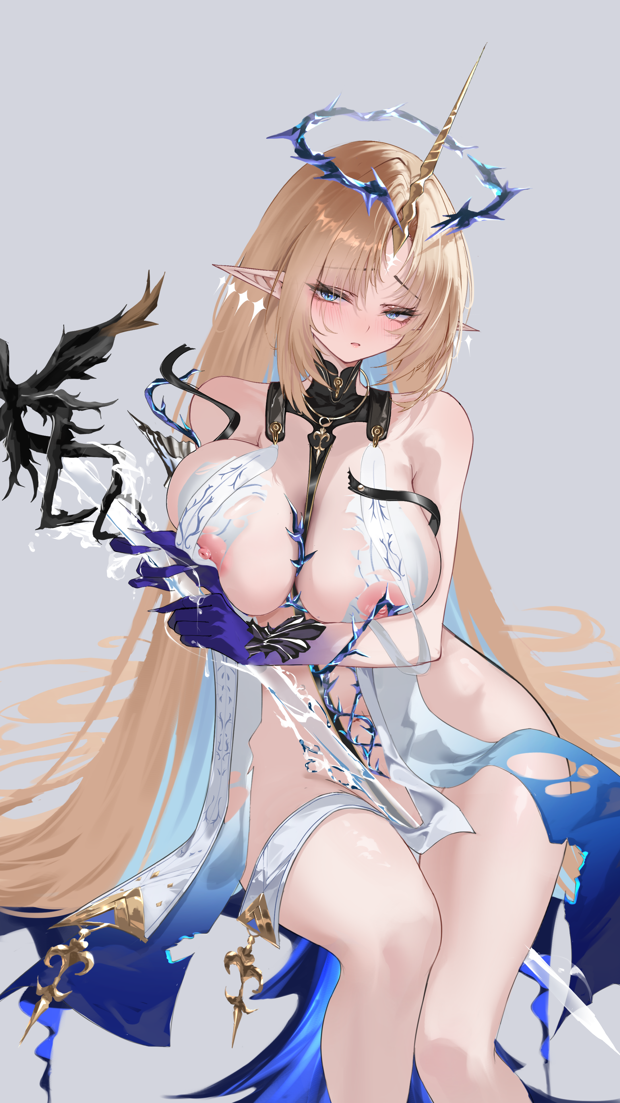 fleurdelys horns nipples no_bra nopan pointy_ears torn_clothes user_vnea4558 wuthering_waves