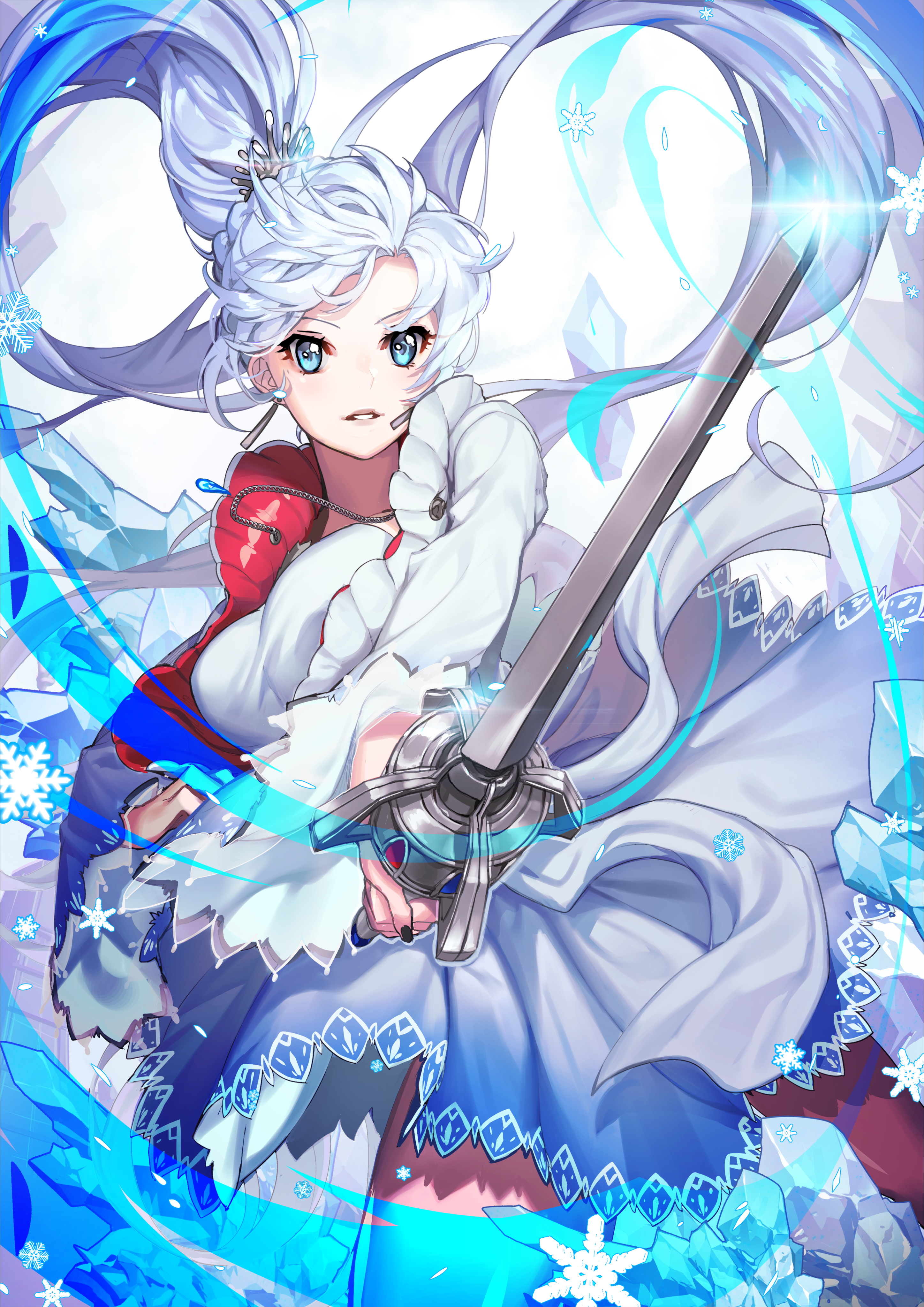 92_(artist) dress rwby sword weiss_schnee