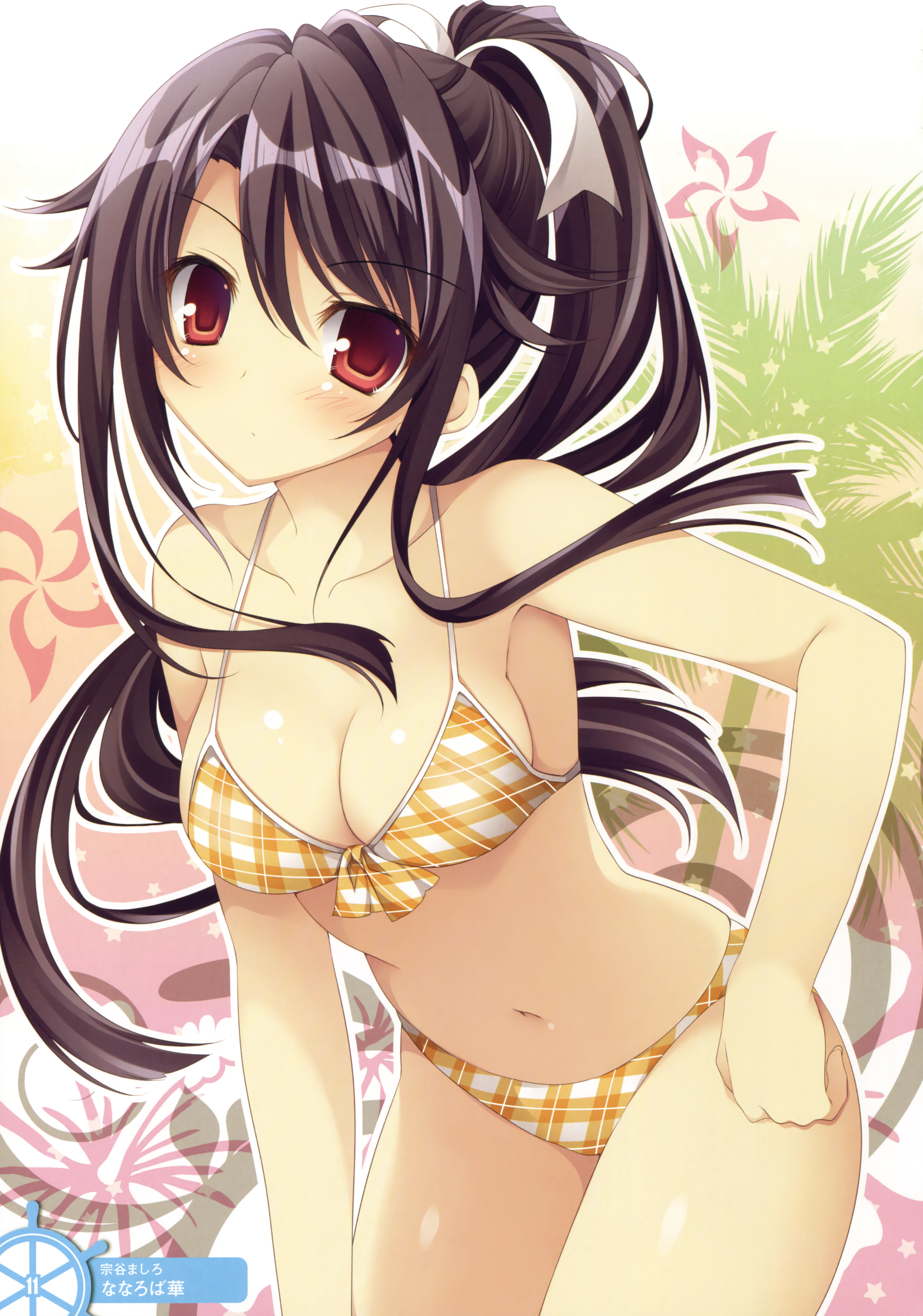 bikini cleavage high_school_fleet munetani_mashiro nanaroba_hana swimsuits