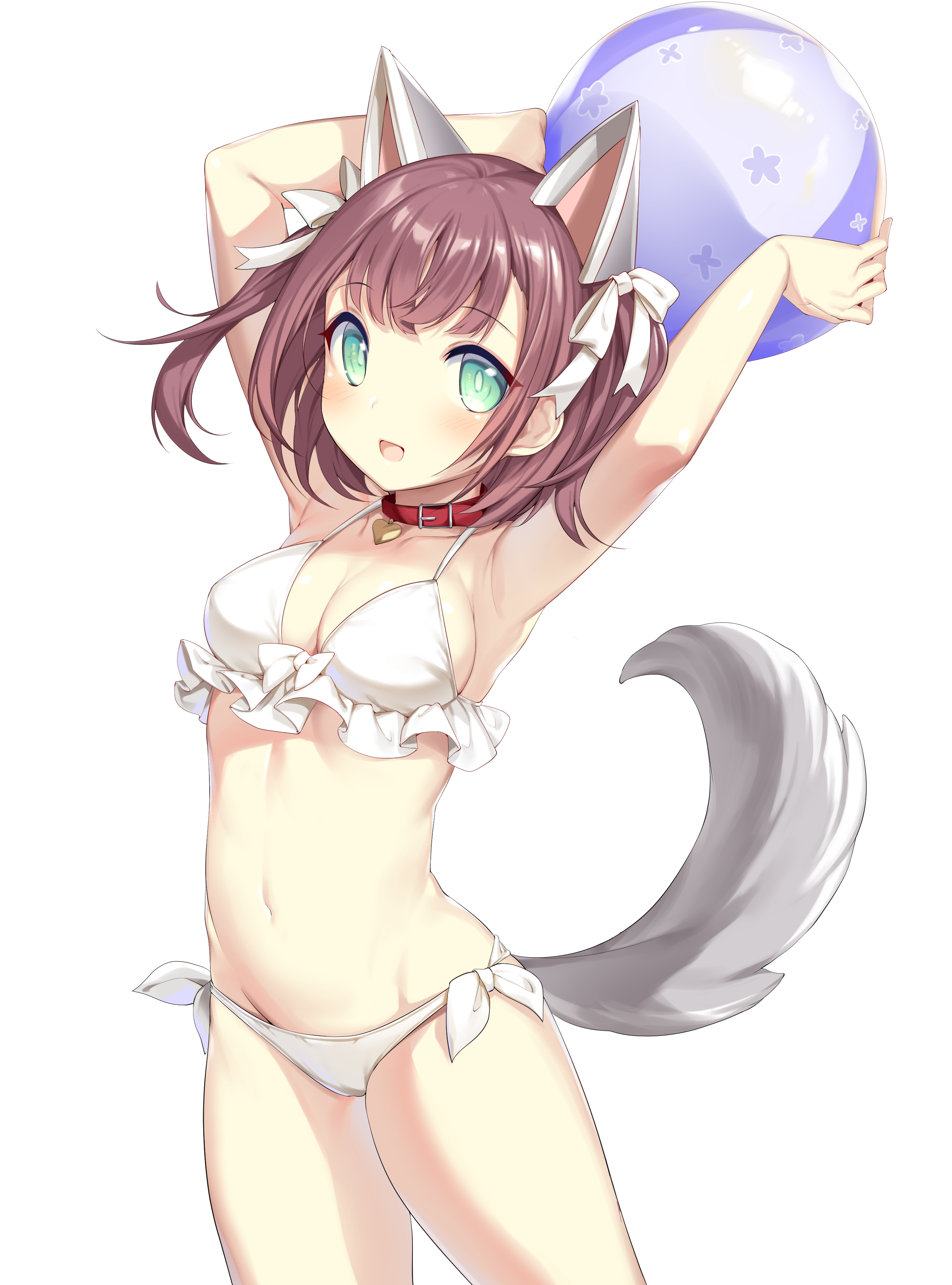 animal_ears azur_lane bikini cleavage ikomochi shiratsuyu_(azur_lane) swimsuits tail