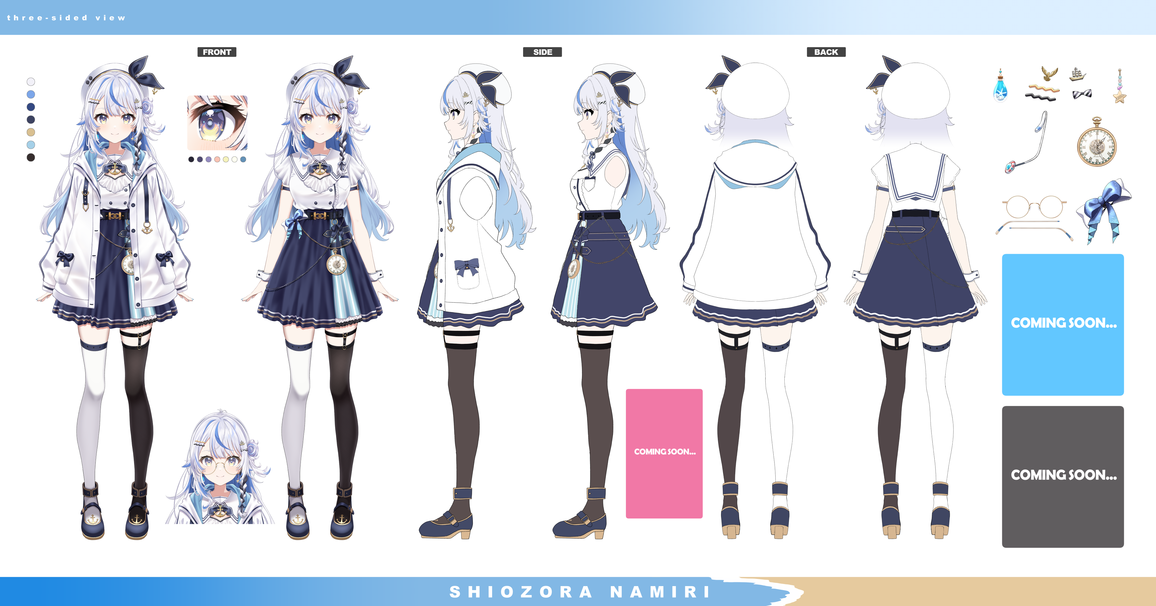 character_design garter heels indie_virtual_youtuber megane shiokazunoko shiozora_namiri stockings thighhighs uniform