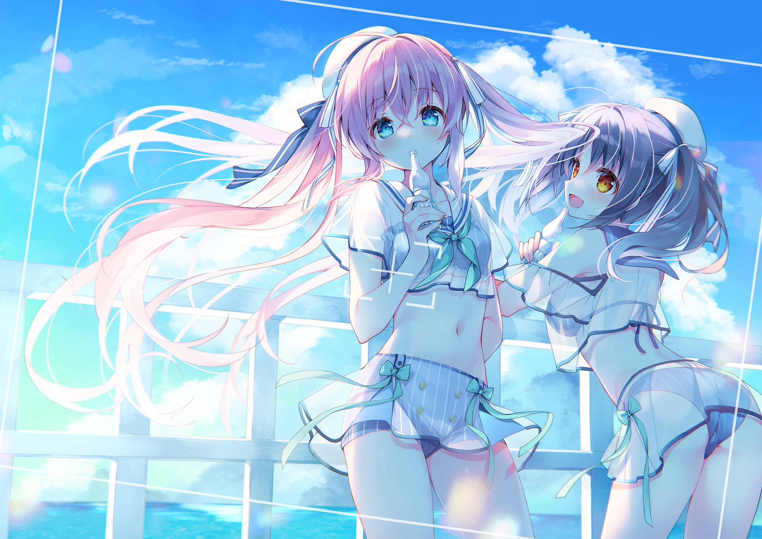 ass bikini emori_miku_project see_through seifuku shion_kirano skirt_lift suimya swimsuits