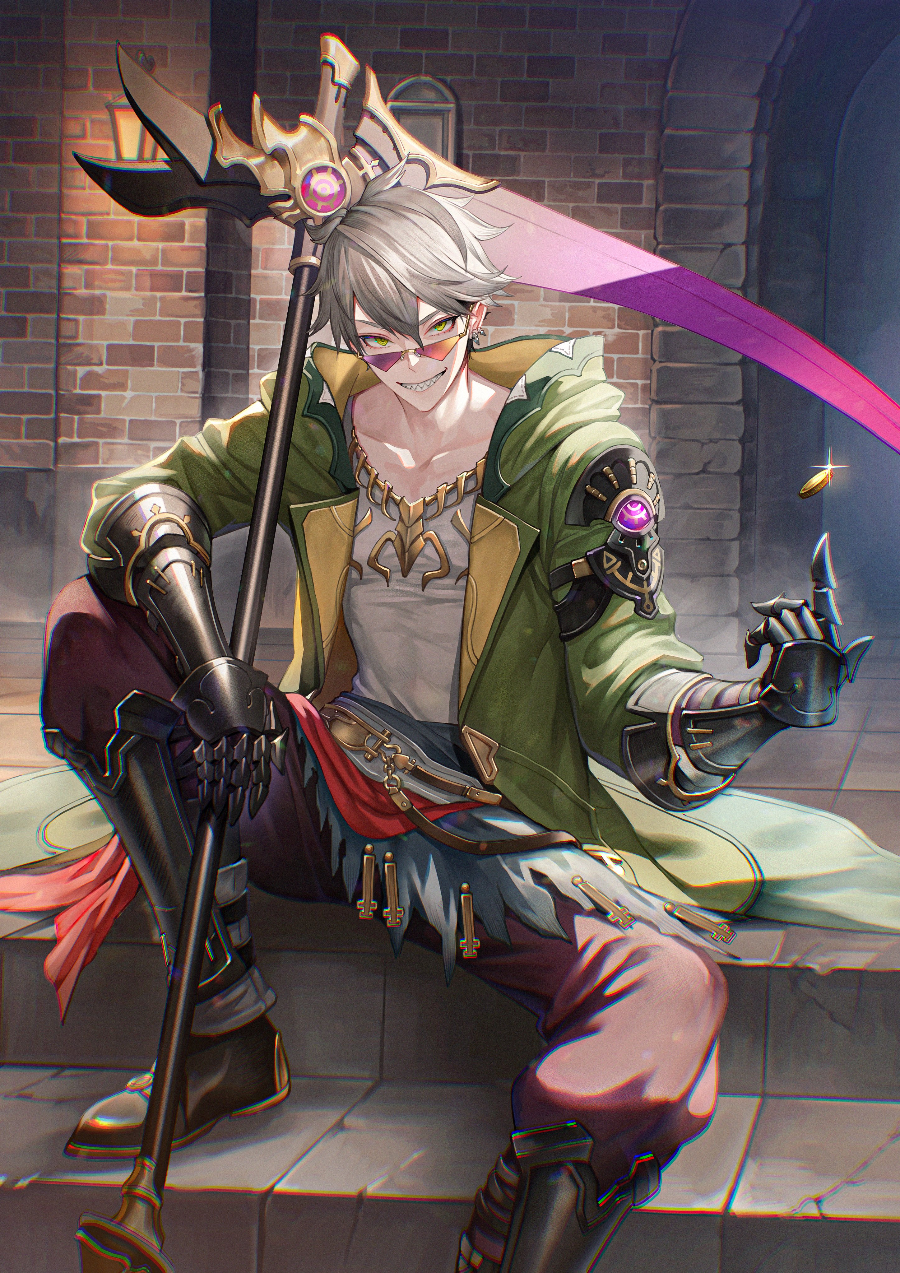 armor atelier atelier_yumia koei_tecmo male megane rutger_arendt senano_yuu weapon