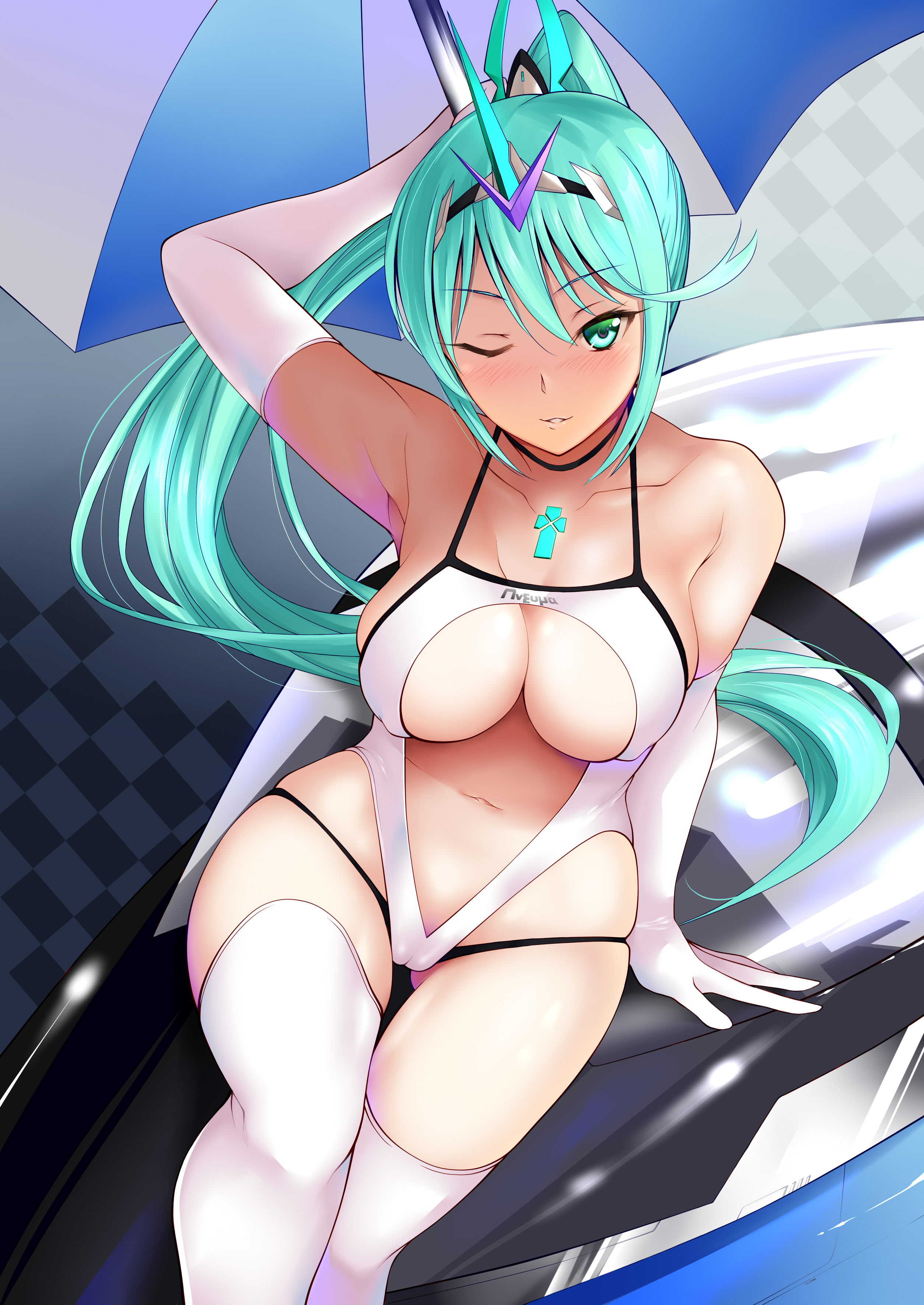 cameltoe daive pneuma_(xenoblade_2) swimsuits thighhighs xenoblade_(series) xenoblade_2