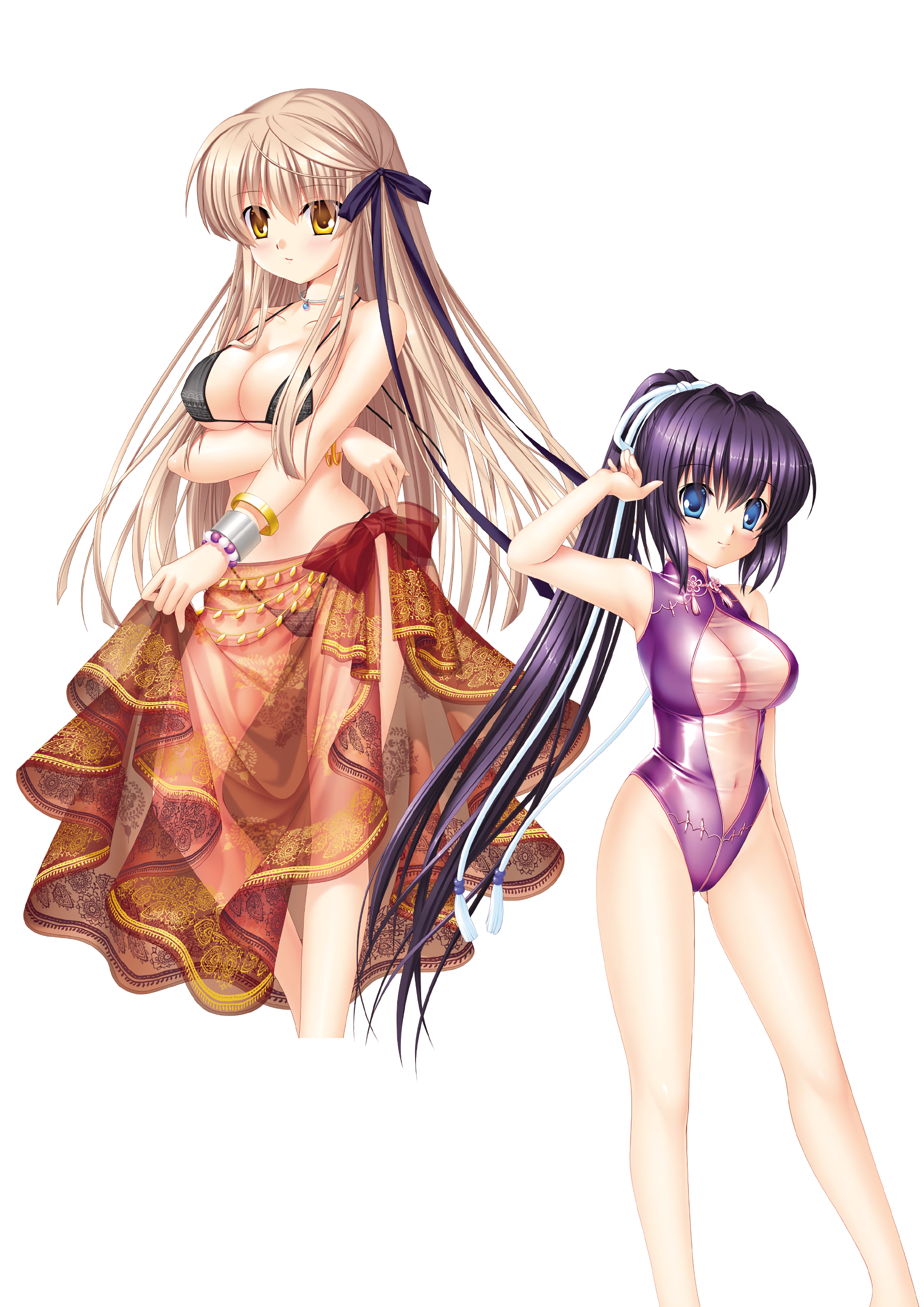 bikini breast_hold hinoue_itaru key konohana_lucia rewrite see_through senri_akane skirt_lift swimsuits