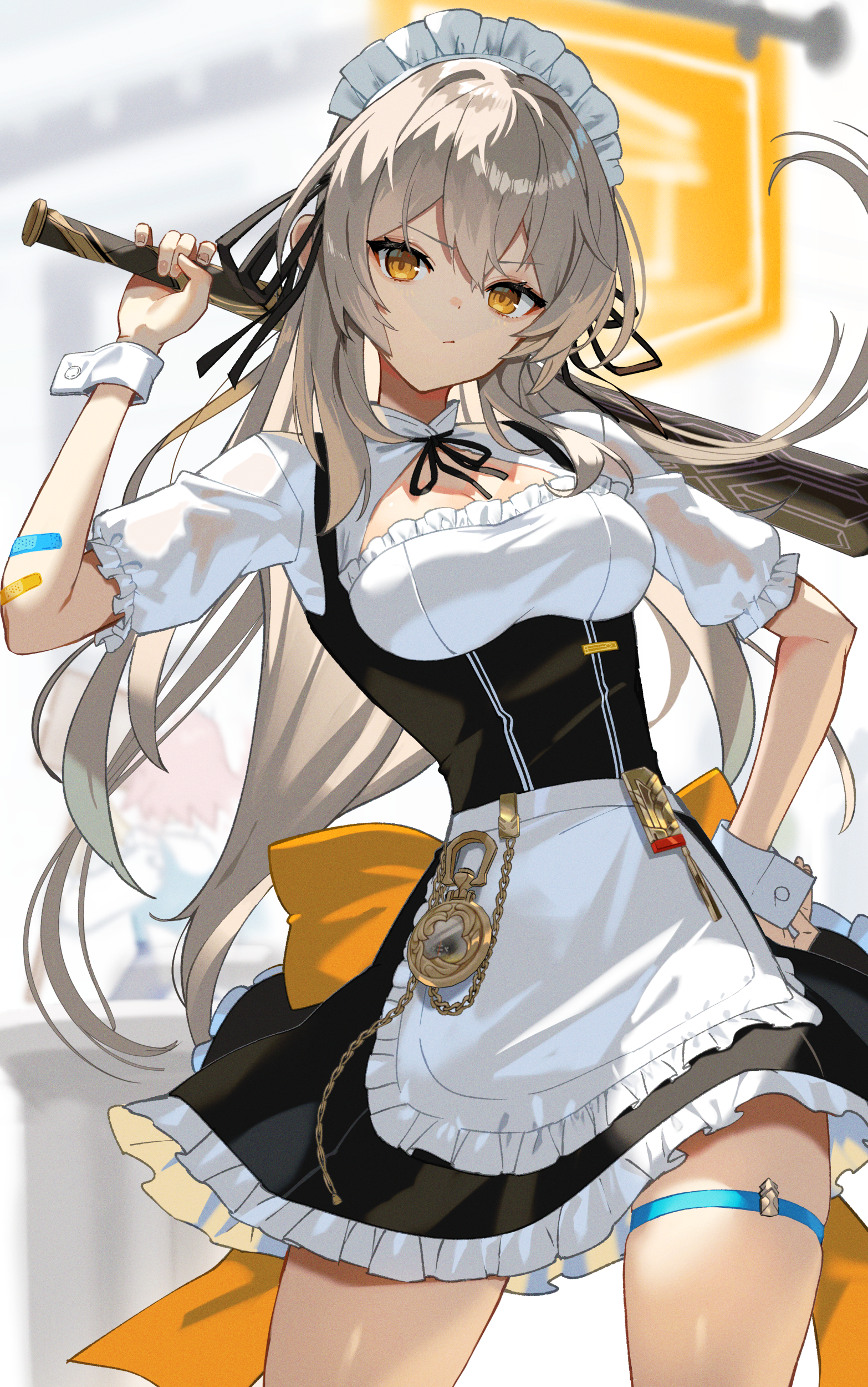 bandaid garter honkai:_star_rail maid scottie see_through stelle weapon