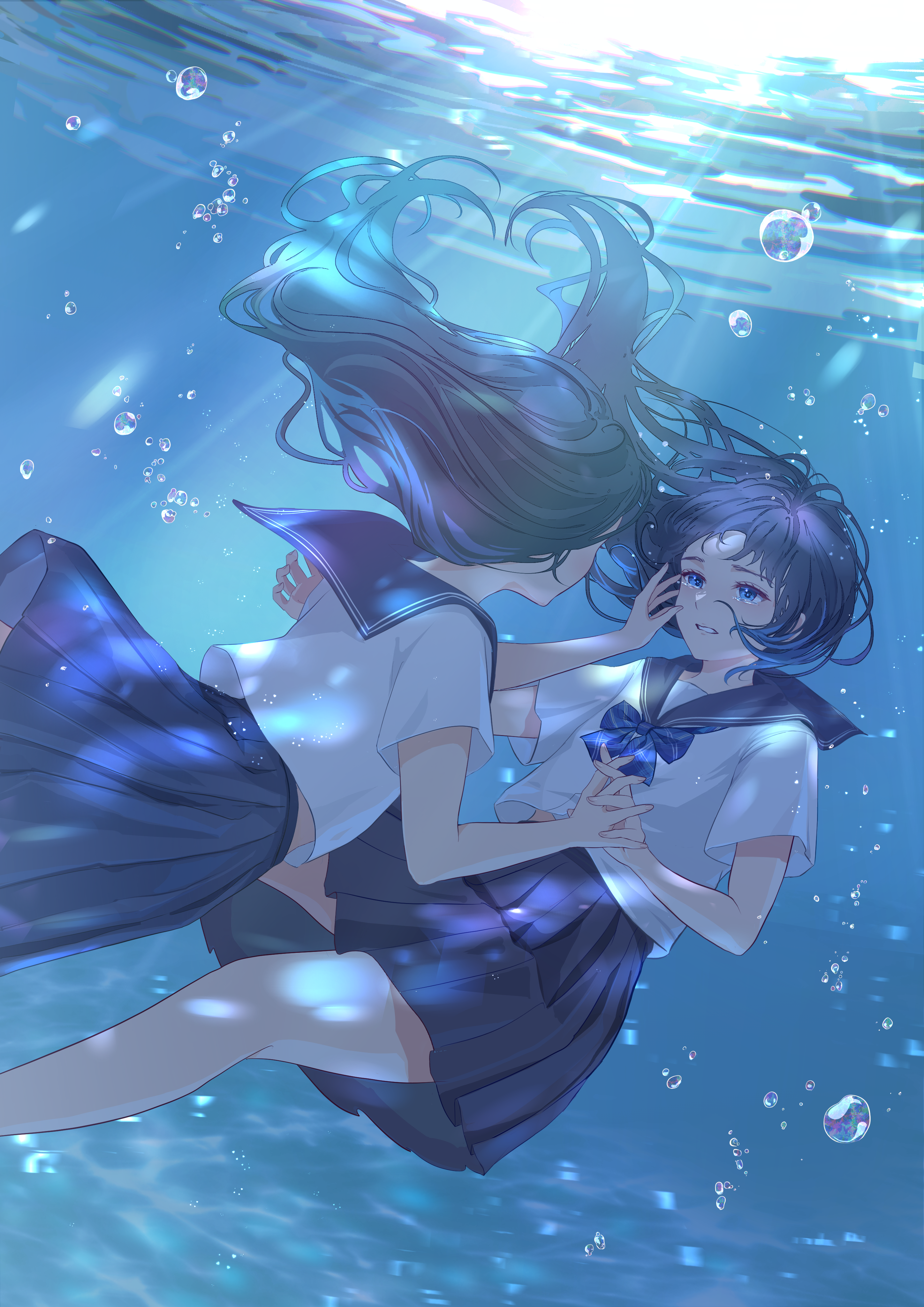 nap_on_a_cloud seifuku wet yuri