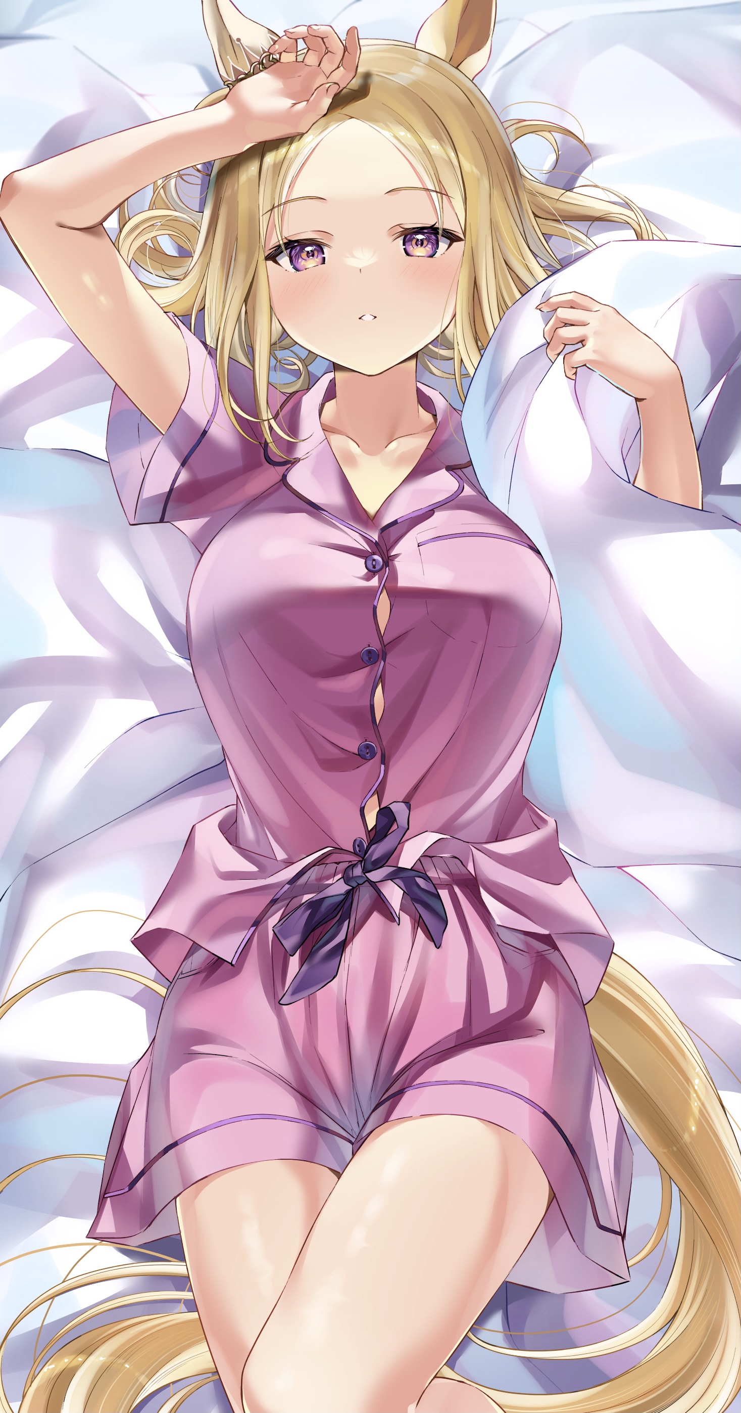 animal_ears bochibochi_(gyuuniku_6000) dakimakura narita_top_road_(umamusume) pajama tail uma_musume_pretty_derby