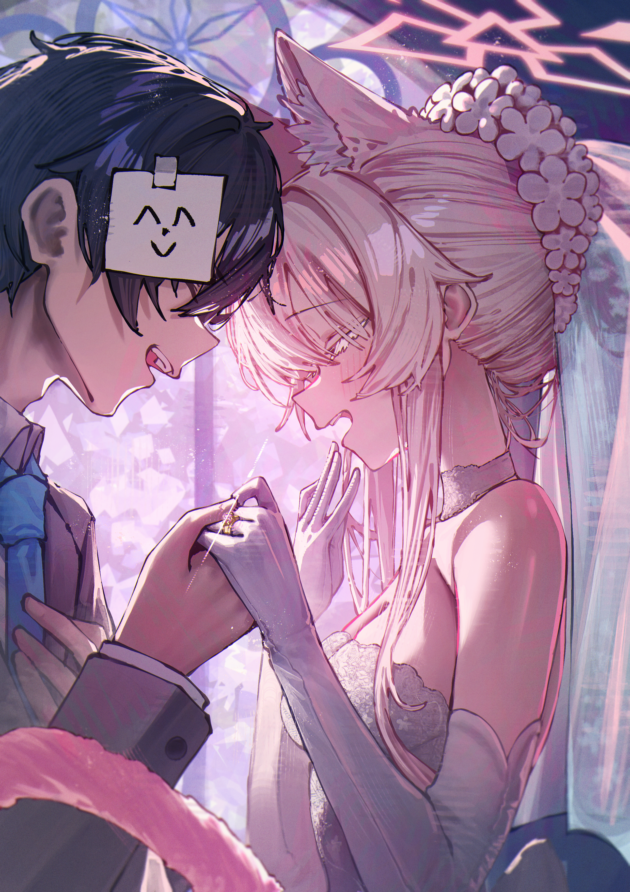 animal_ears betabeet blue_archive halo kiyosumi_akira nekomimi no_bra tail