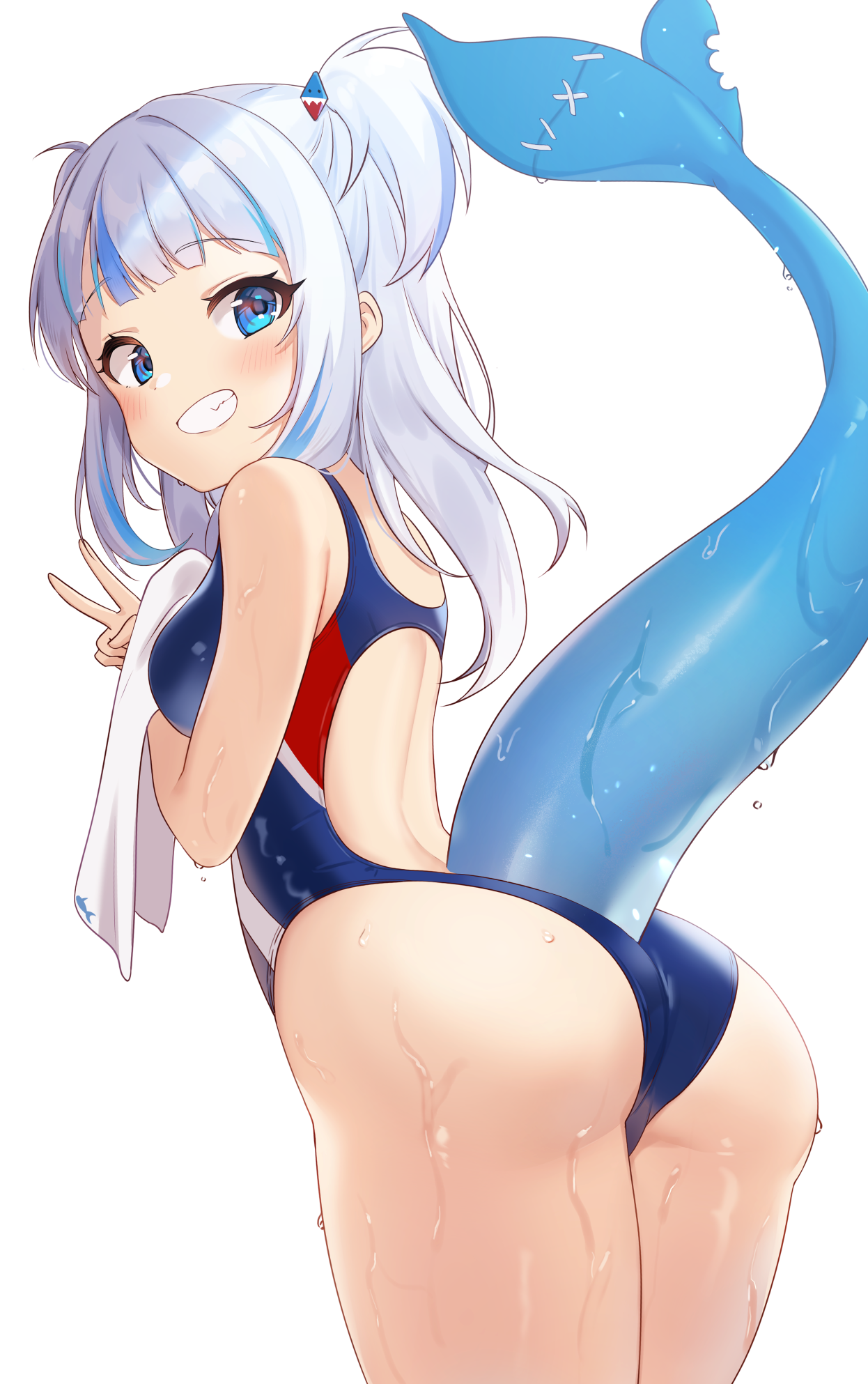 ass gawr_gura hololive hololive_english pn_(wnsl216) swimsuits tail wet