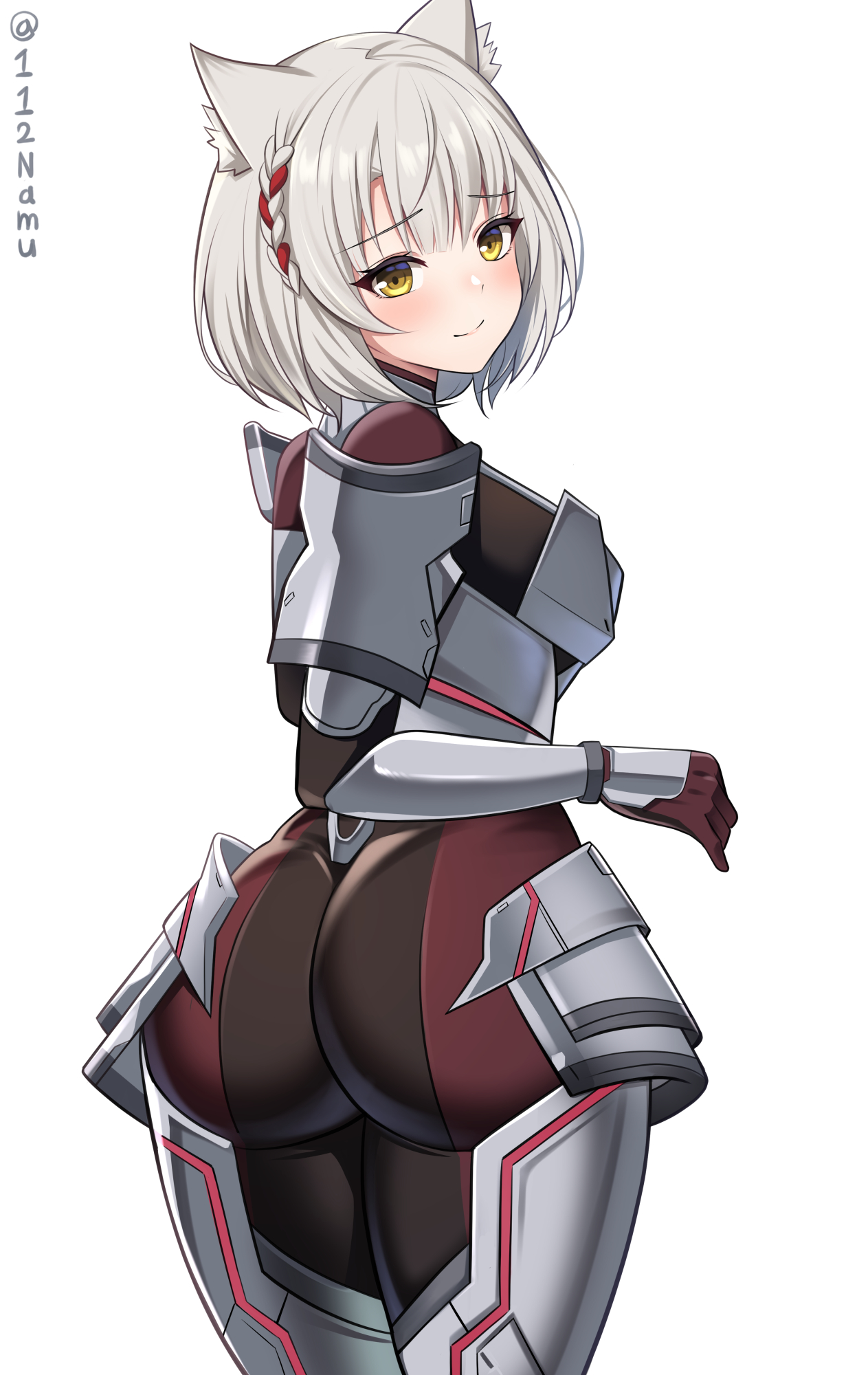 animal_ears armor ass bodysuit mio_(xenoblade_3) namu_(112namu) nekomimi xenoblade_(series) xenoblade_3