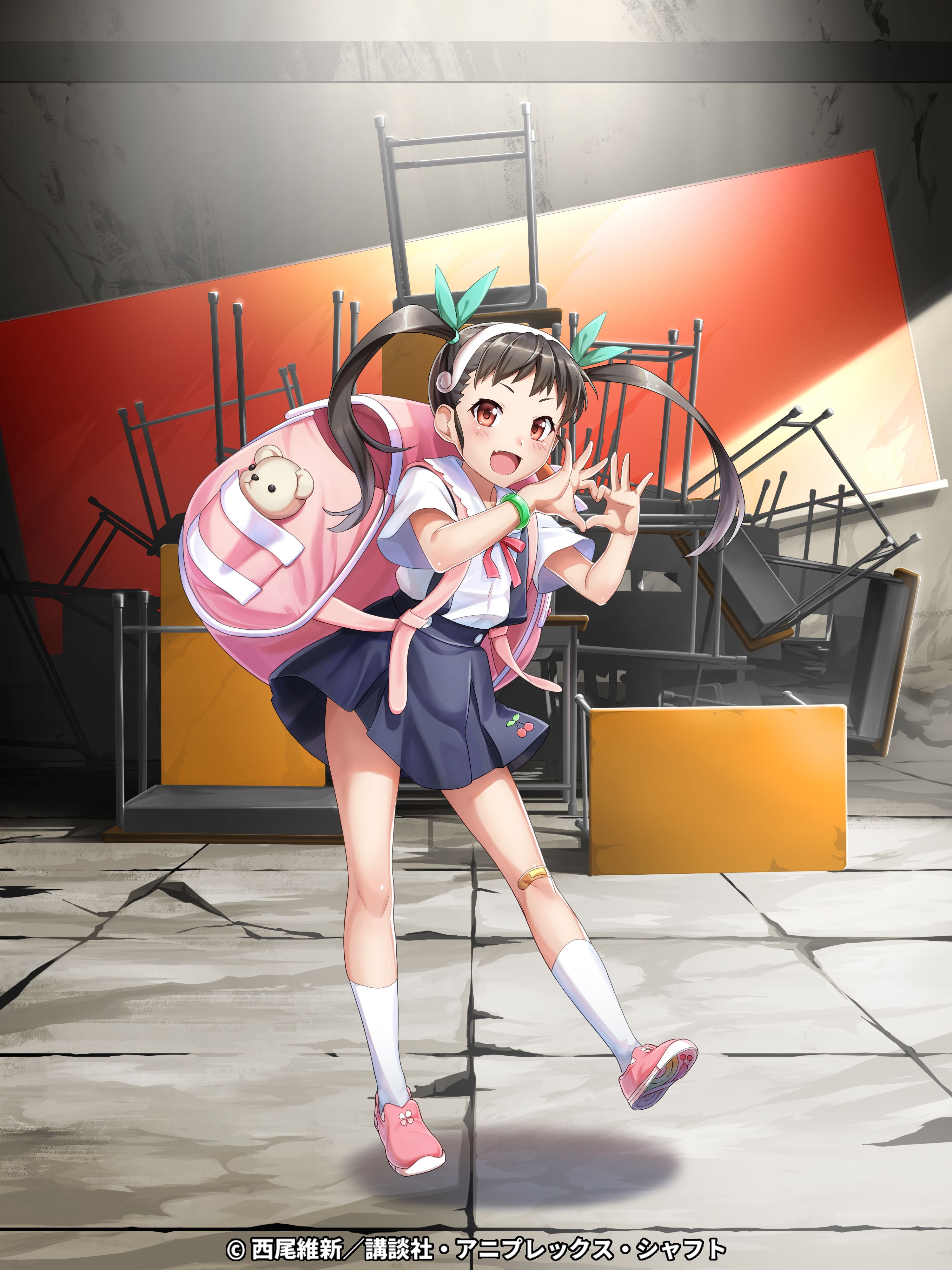 bakemonogatari bandaid hachikuji_mayoi monogatari_(series) seifuku skirt_lift tagme