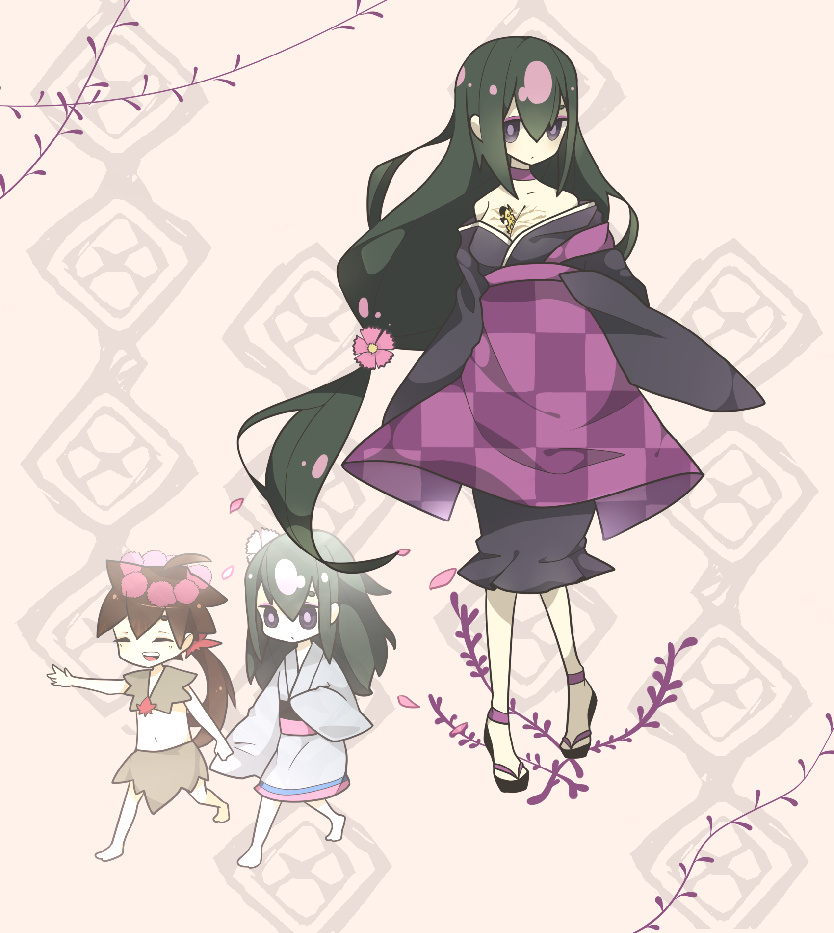 cleavage dokumi katanagatari kimono yasuri_nanami yasuri_shichika