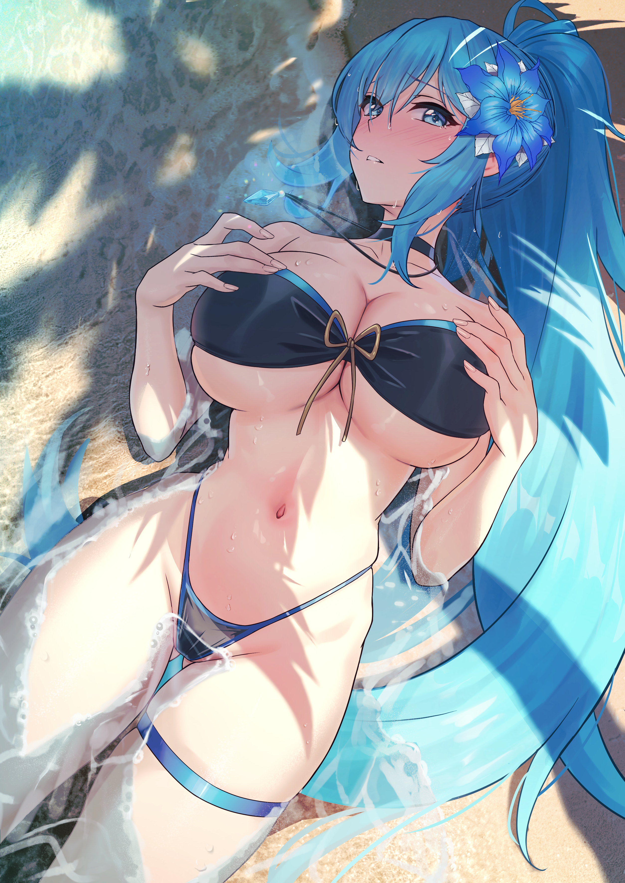 bikini breast_hold garter ortina_lillibel_(yashiro_sousaku) solar_(happymonk) swimsuits wet