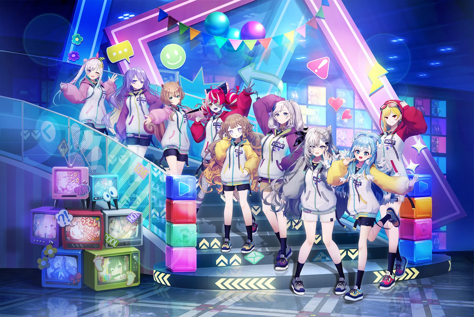 airani_iofifteen animal_ears anya_melfissa ayunda_risu bandages hololive hololive_indonesia kaela_kovalskia kobo_kanaeru kureiji_ollie moona_hoshinova pavolia_reine tagme tail uniform vestia_zeta