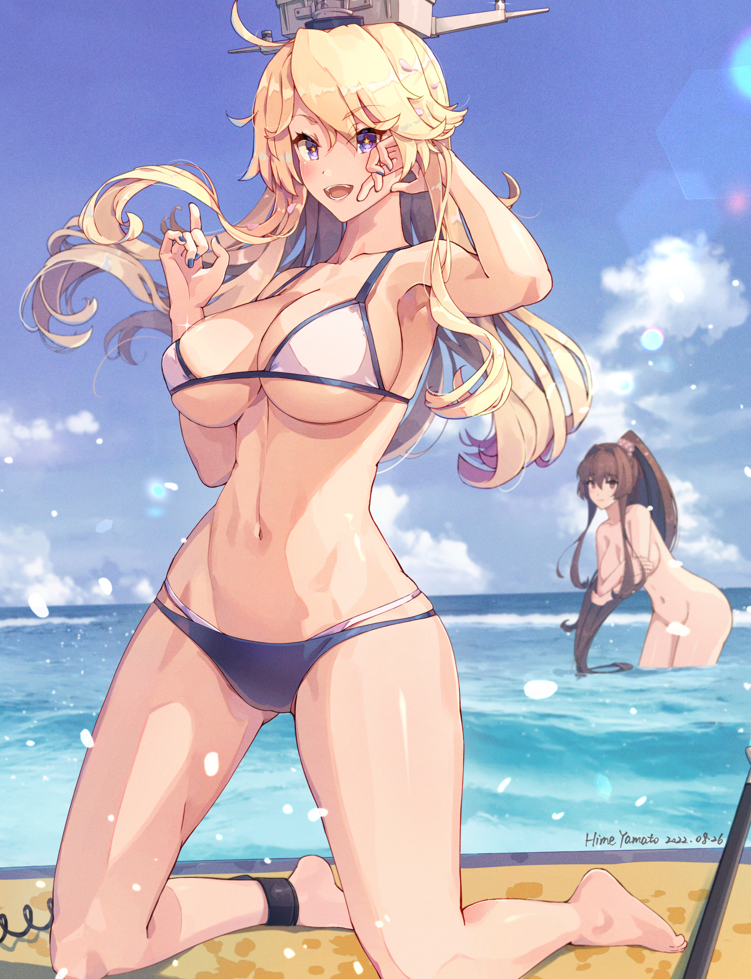 himeyamato kantai collection iowa (kancolle) yamato (kancolle) bikini  breast hold censored naked swimsuits wet | #1014439 | yande.re