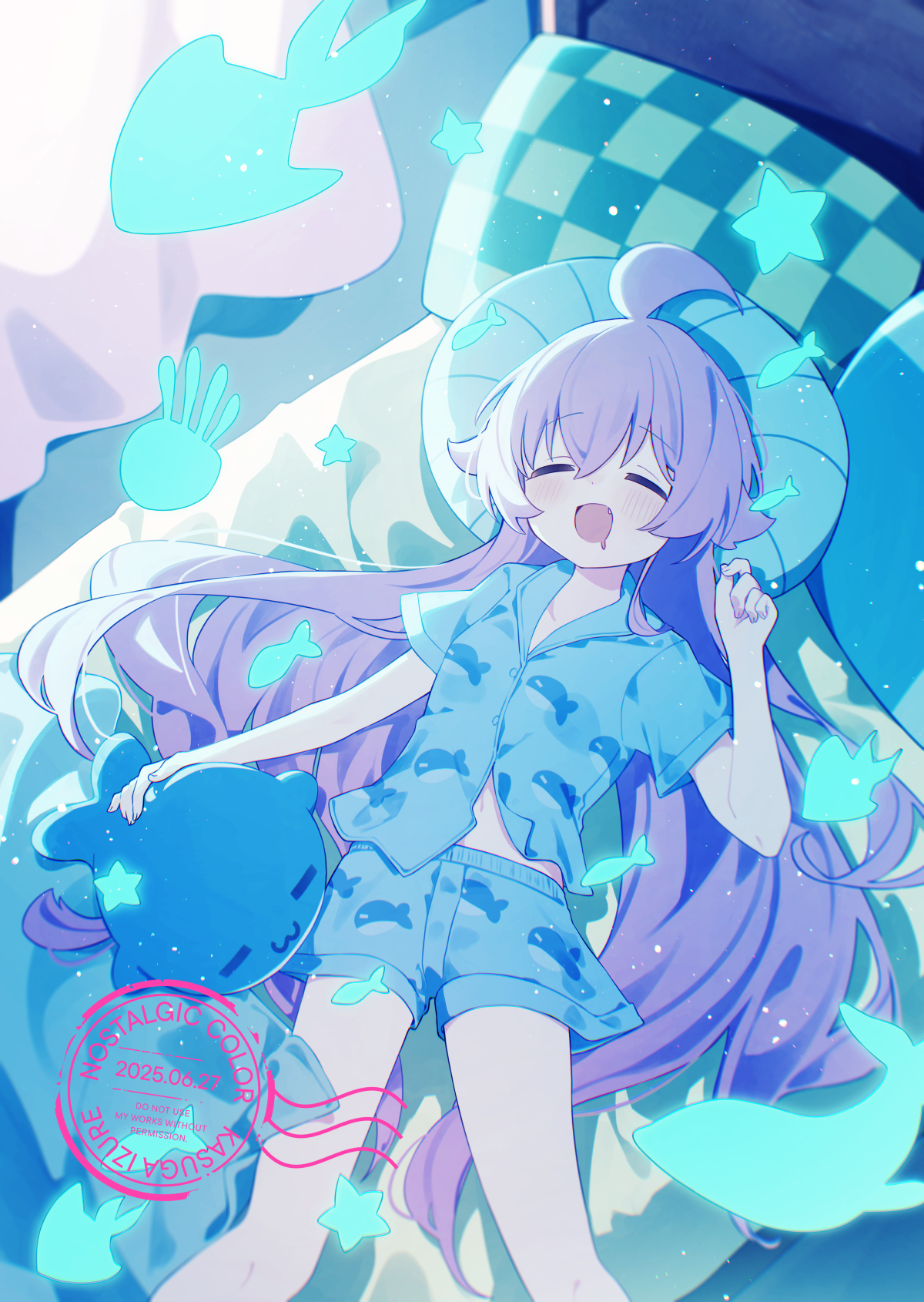 blue_archive kasuga_izure official_watermark pajama takanashi_hoshino