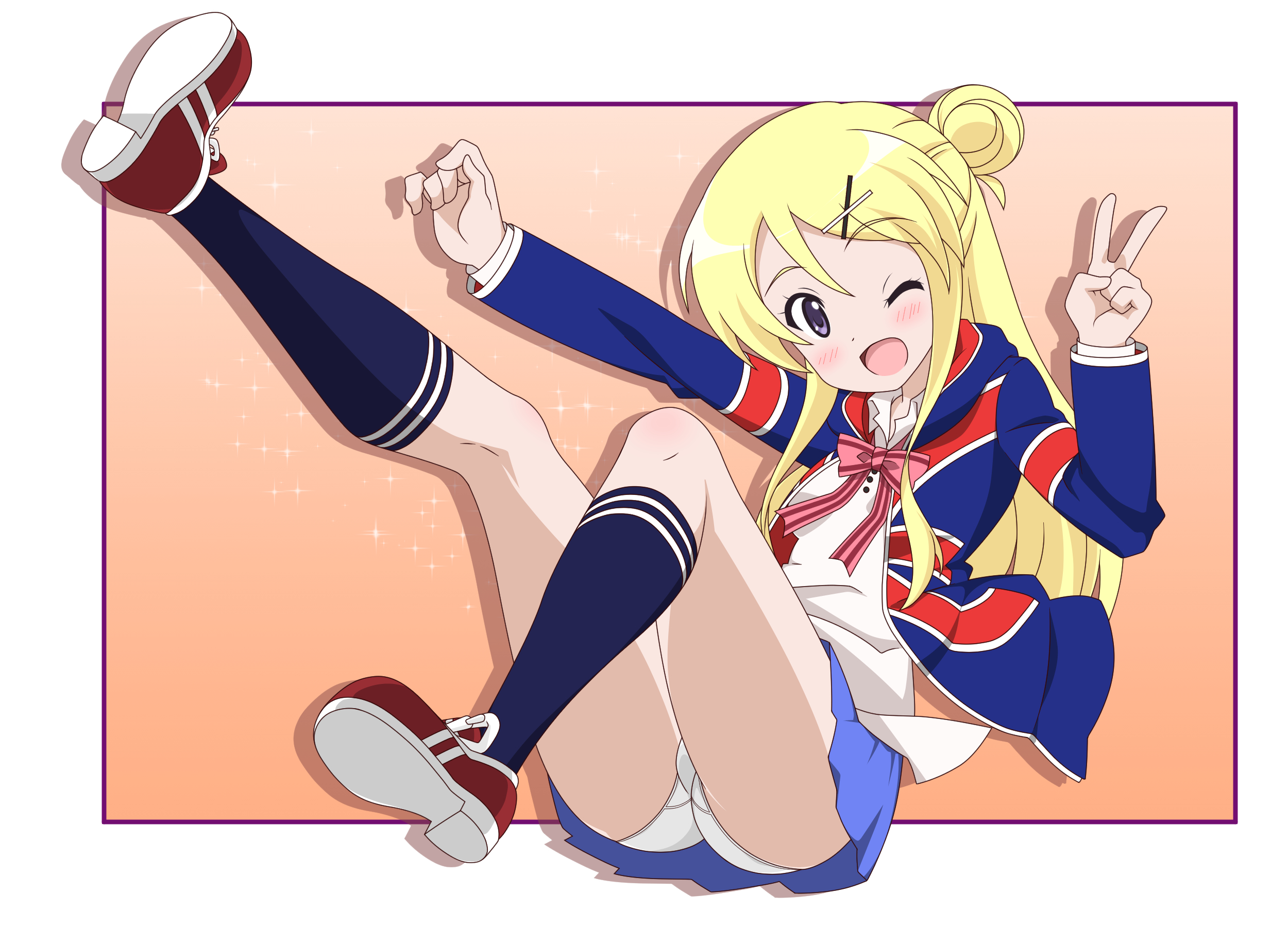 3ya7oqzmxdpkfs5 kin-iro_mosaic kujou_karen pantsu seifuku skirt_lift