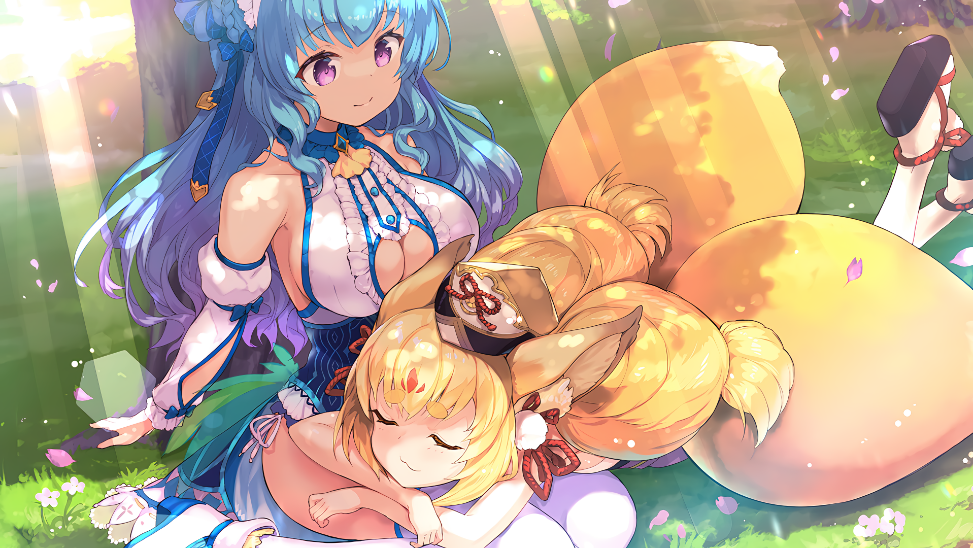 angelic_link animal_ears ayakashi_rumble! heels kitsune tagme tail thighhighs