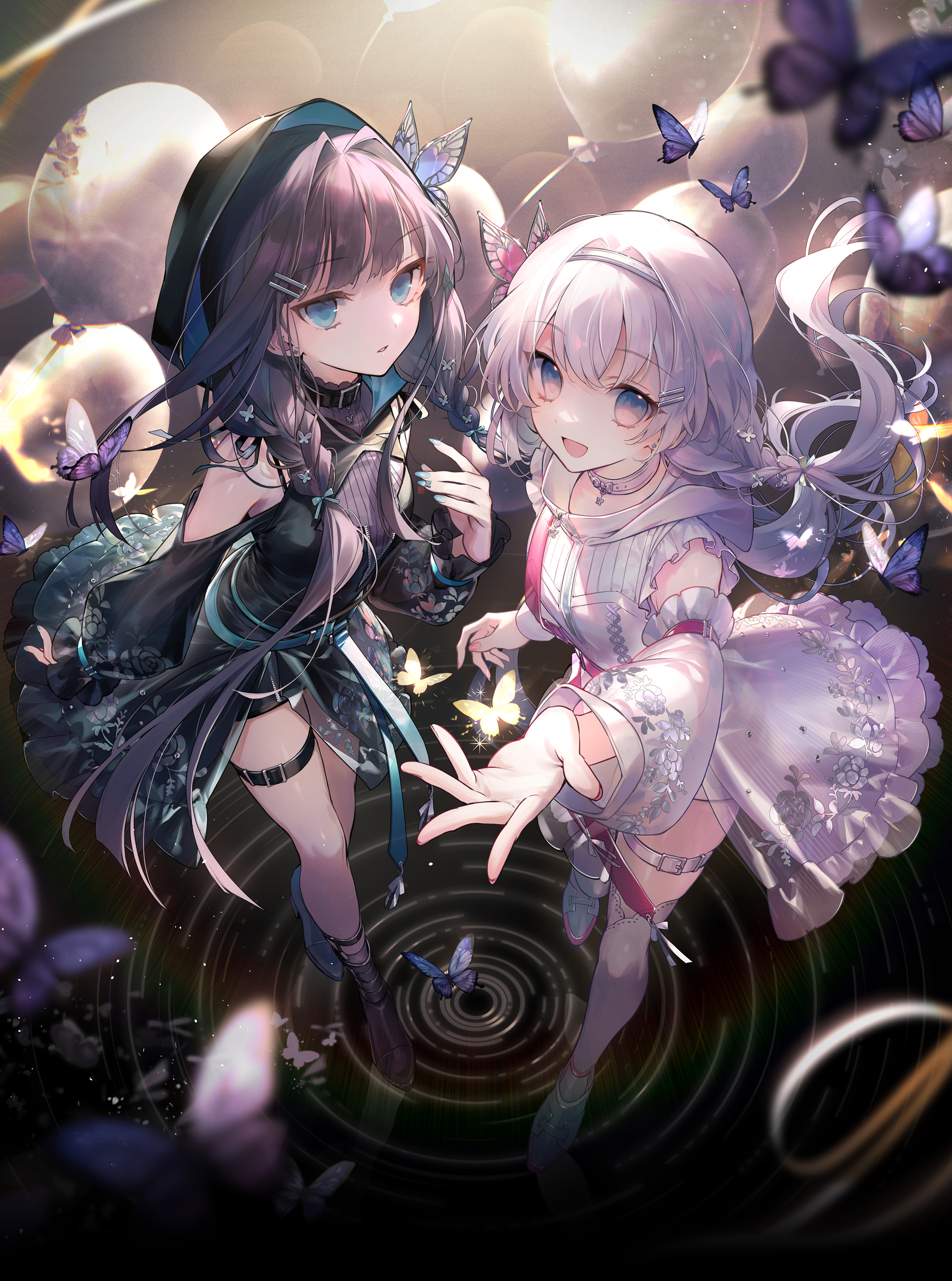 arcaea garter hikari_(arcaea) see_through tagme tairitsu_(arcaea) thighhighs uniform