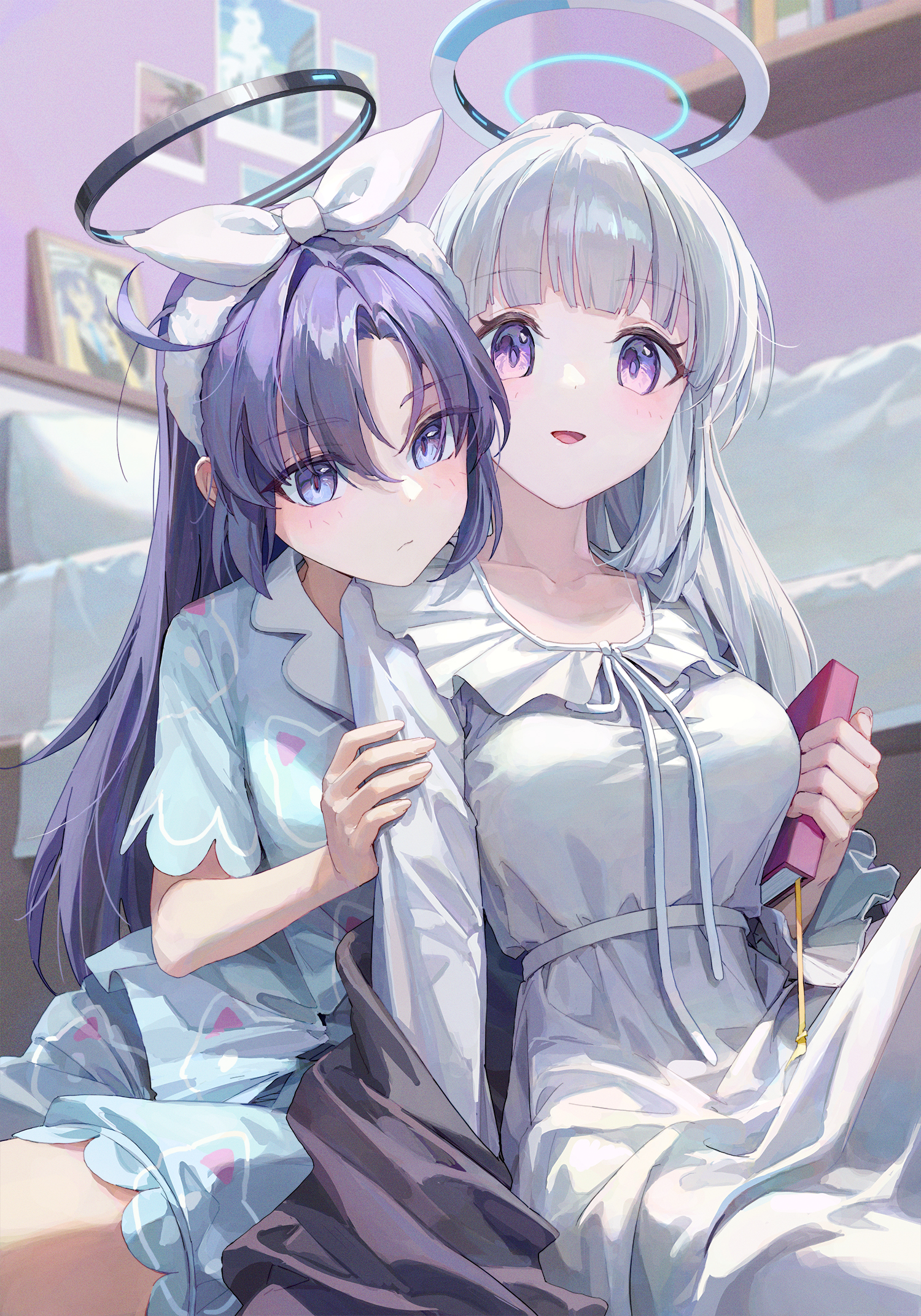 blue_archive halo hayase_yuuka nyamunyamu pajama ushio_noa