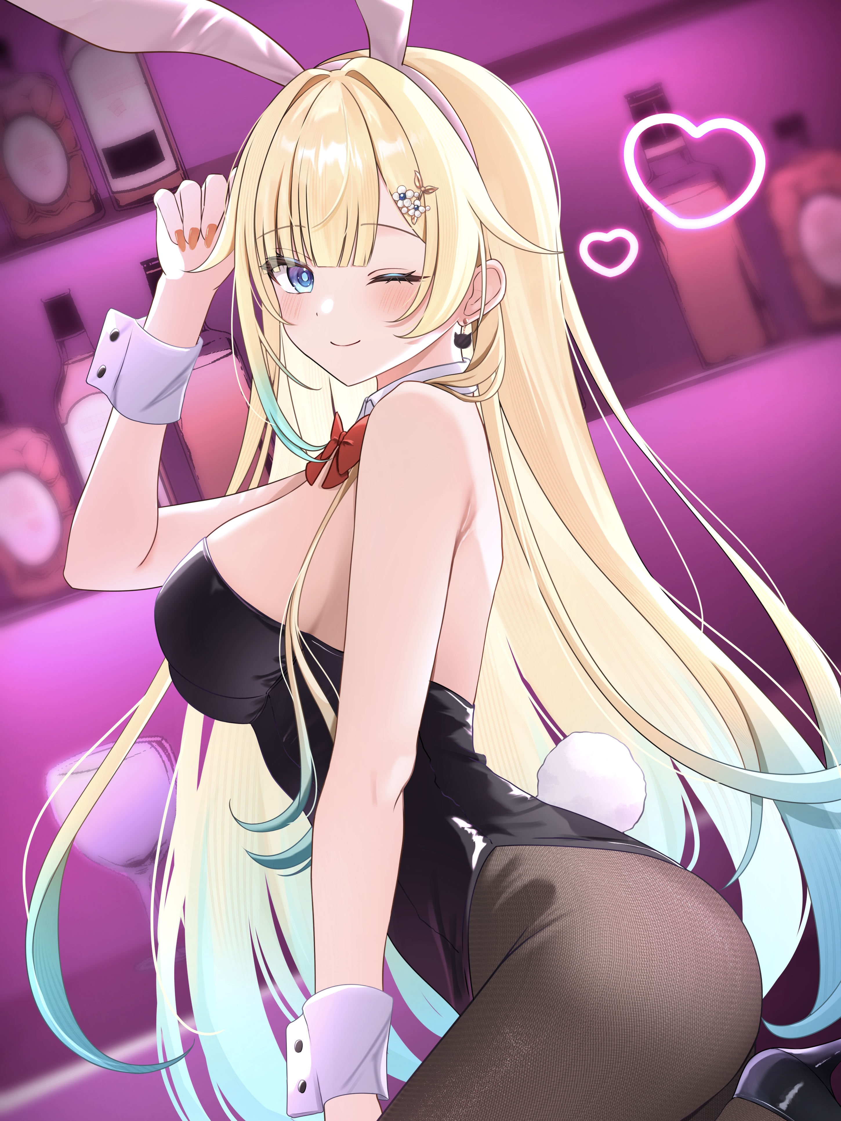 aizawa_ema animal_ears bunny_ears bunny_girl heels no_bra pantyhose tail vspo! ysnhryk