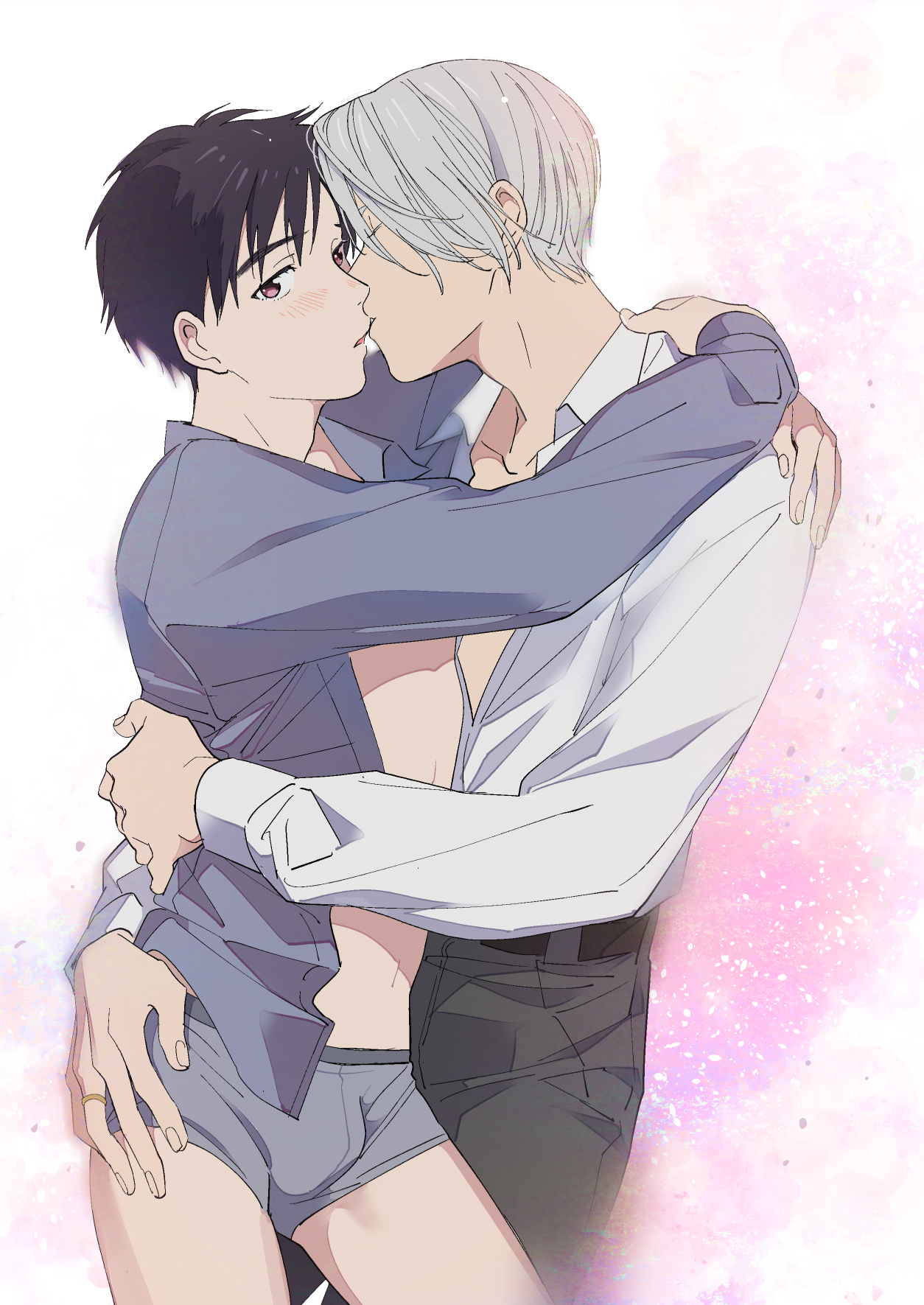 katsuki_yuuri male megane momohara_kana victor_nikiforov yaoi yuri!!!_on_ice