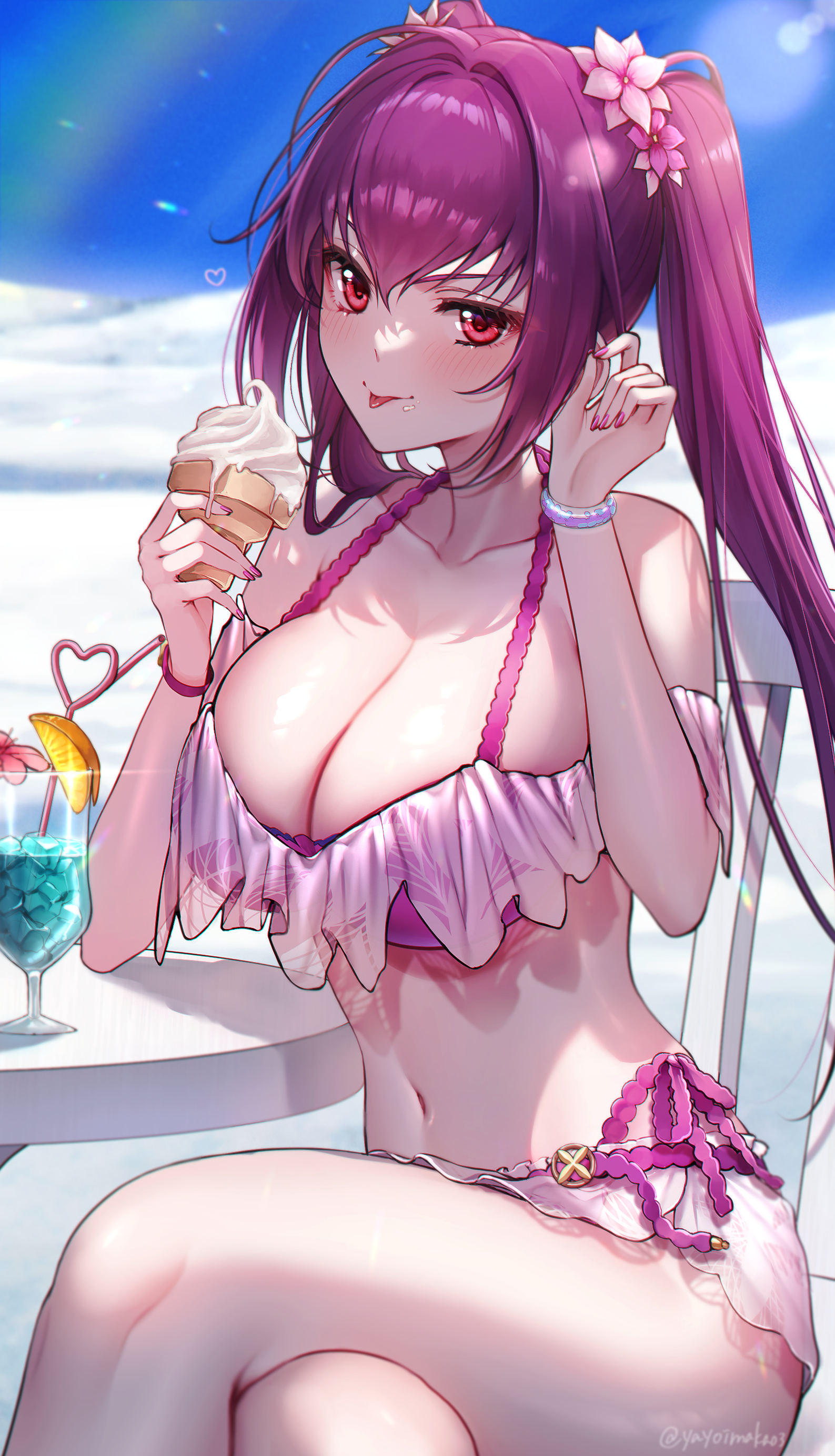 bikini cream fate/grand_order scathach_skadi swimsuits yayoi_maka