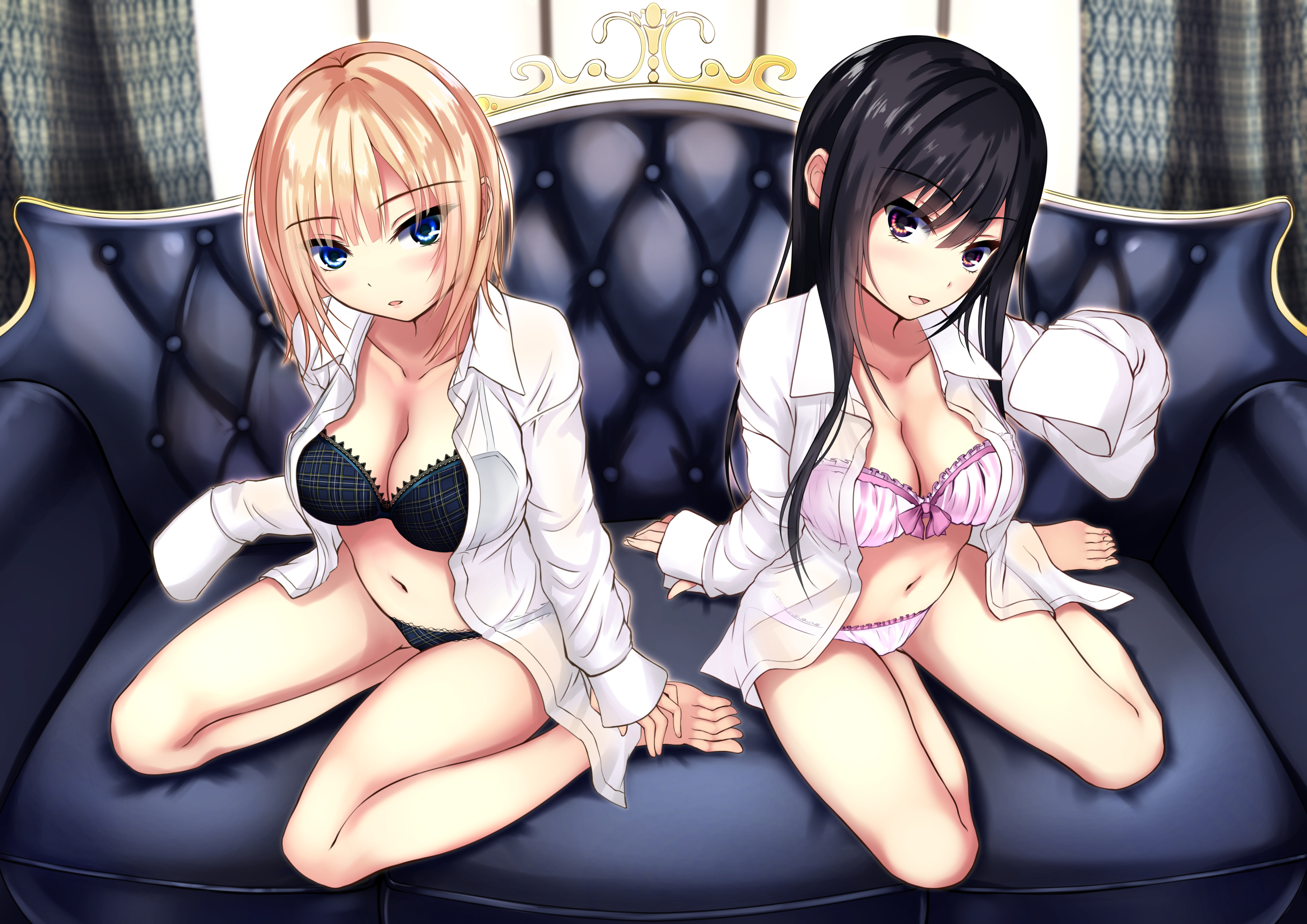 aomine_flavia bra dress_shirt kurokamin kurono_mika open_shirt pantsu see_through