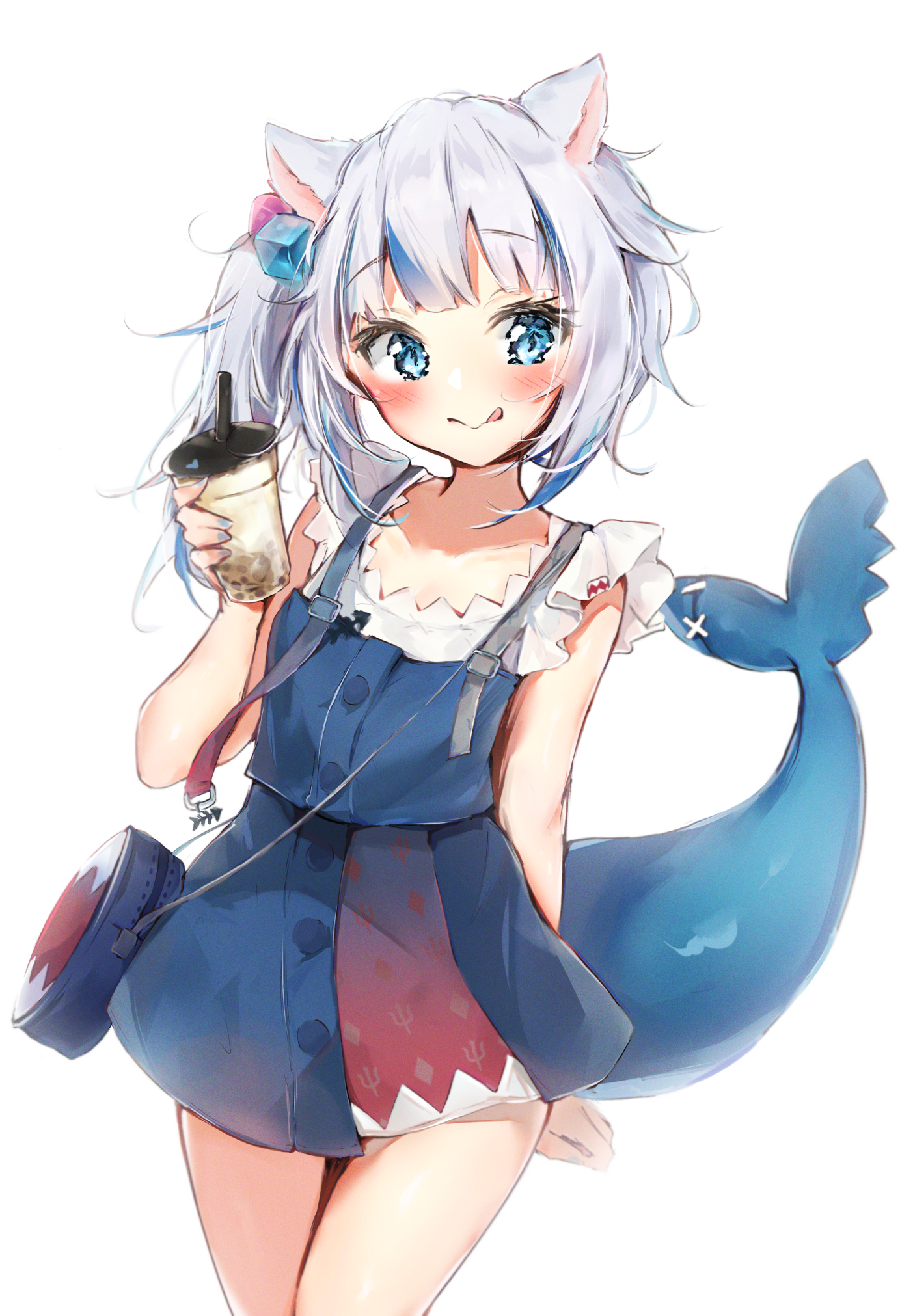 animal_ears dress gawr_gura hololive hololive_english nekomimi seboneko tail