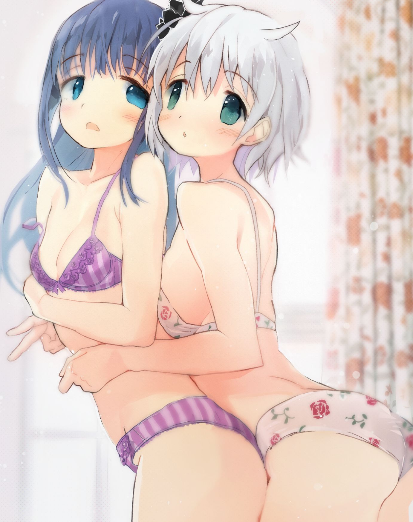 anshin_mama ass azusa_mifuyu bra cleavage magia_record:_mahou_shoujo_madoka_magica_gaiden mahou_shoujo_madoka_magica nanami_yachiyo pantsu shimapan yuri