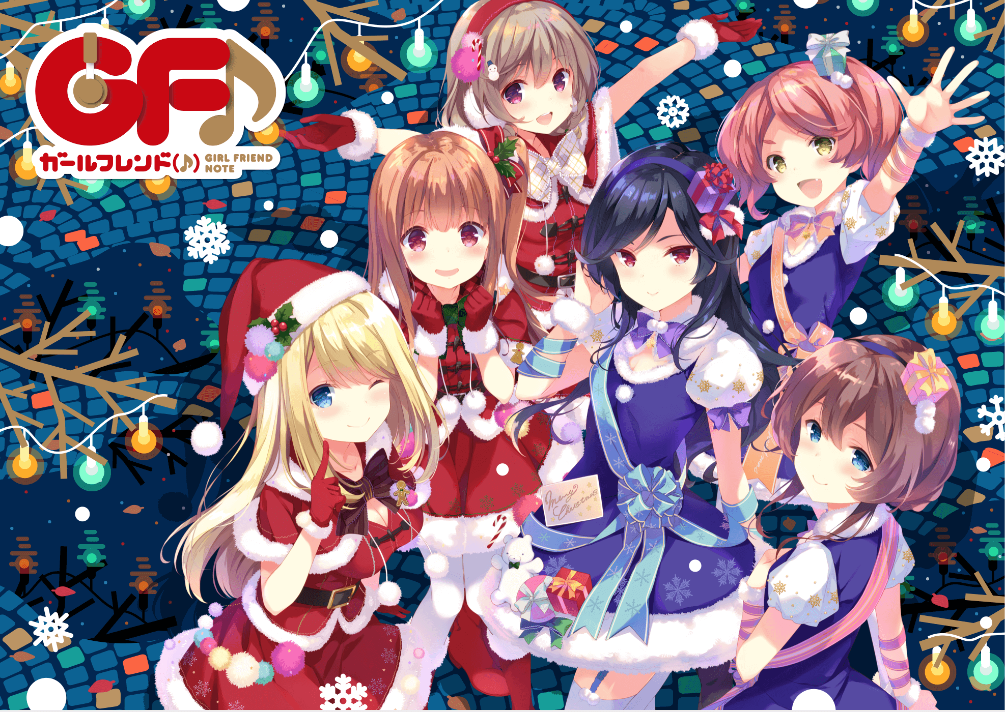 asahina_momoko asato_kasuga chloe_lemaire christmas dress girlfriend_(kari) girlfriend_note kazemachi_haruka kunishiro_miyabi makise_subaru ohara_tometa pantyhose qp:flapper stockings thighhighs