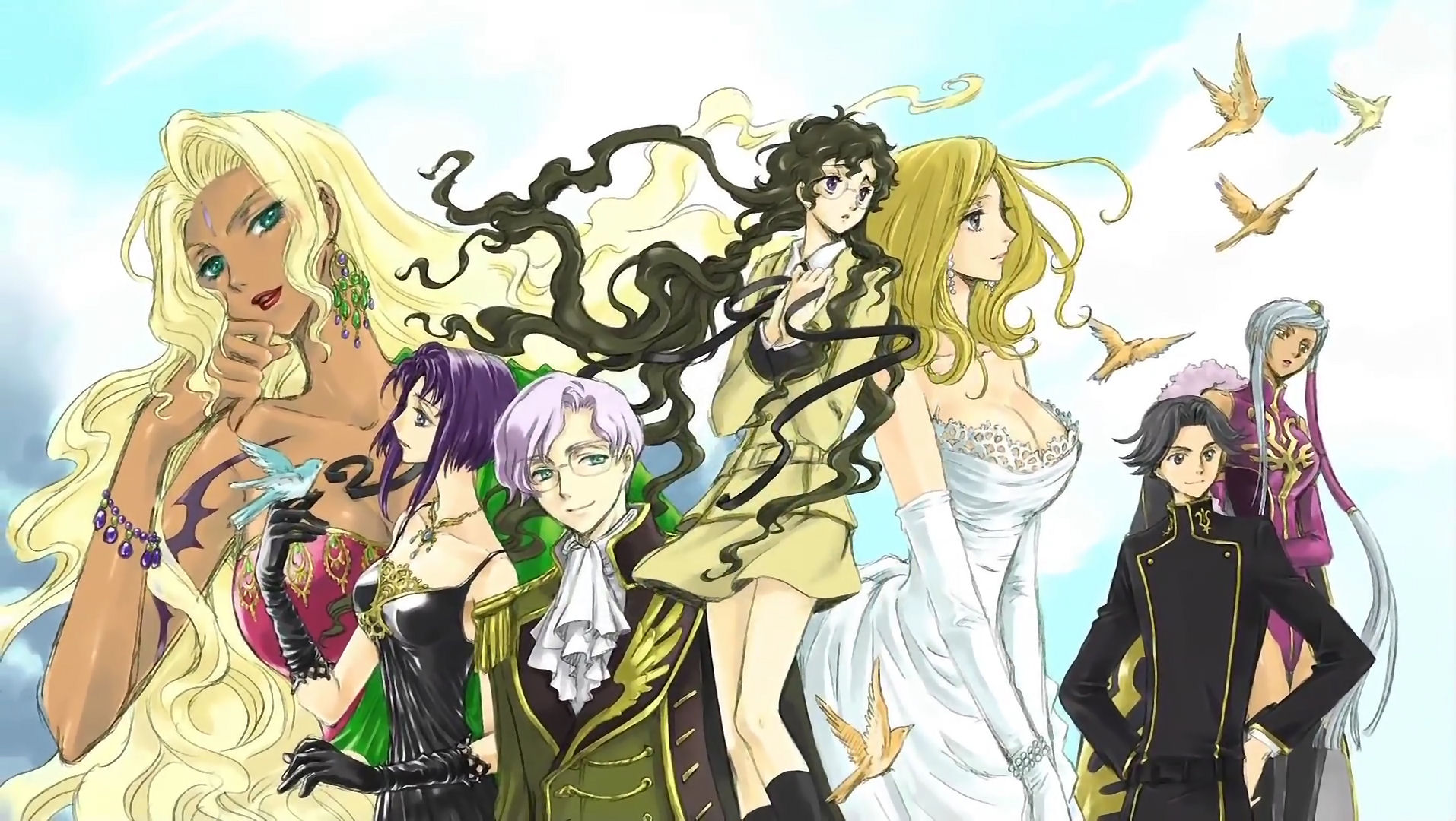 cecile_croomy clamp cleavage code_geass dress lloyd_asplund milly_ashford nina_einstein rakshata_chawla rivalz_cardemonde viletta_nu