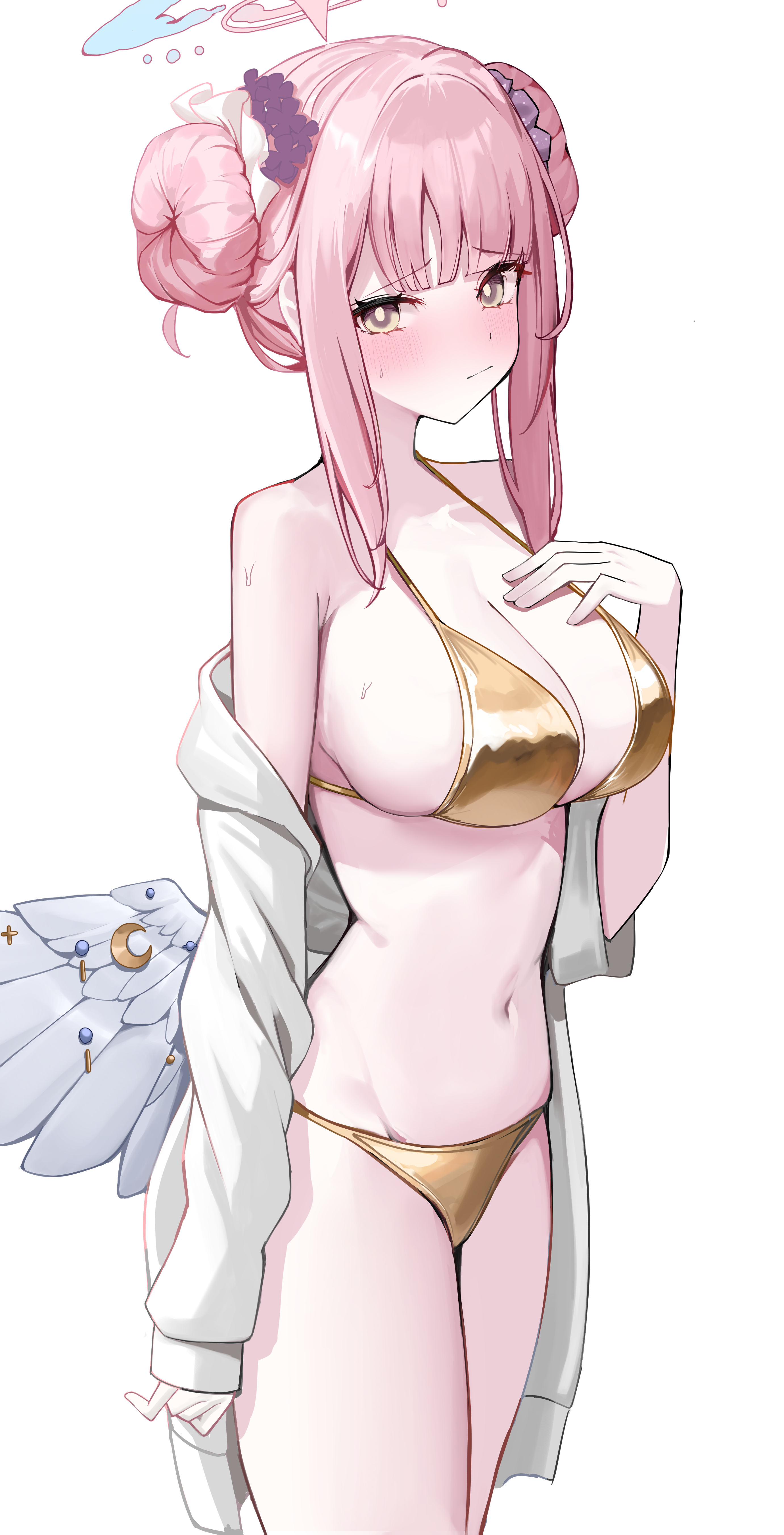 angel bikini blue_archive misono_mika nephthys2356 open_shirt swimsuits wings