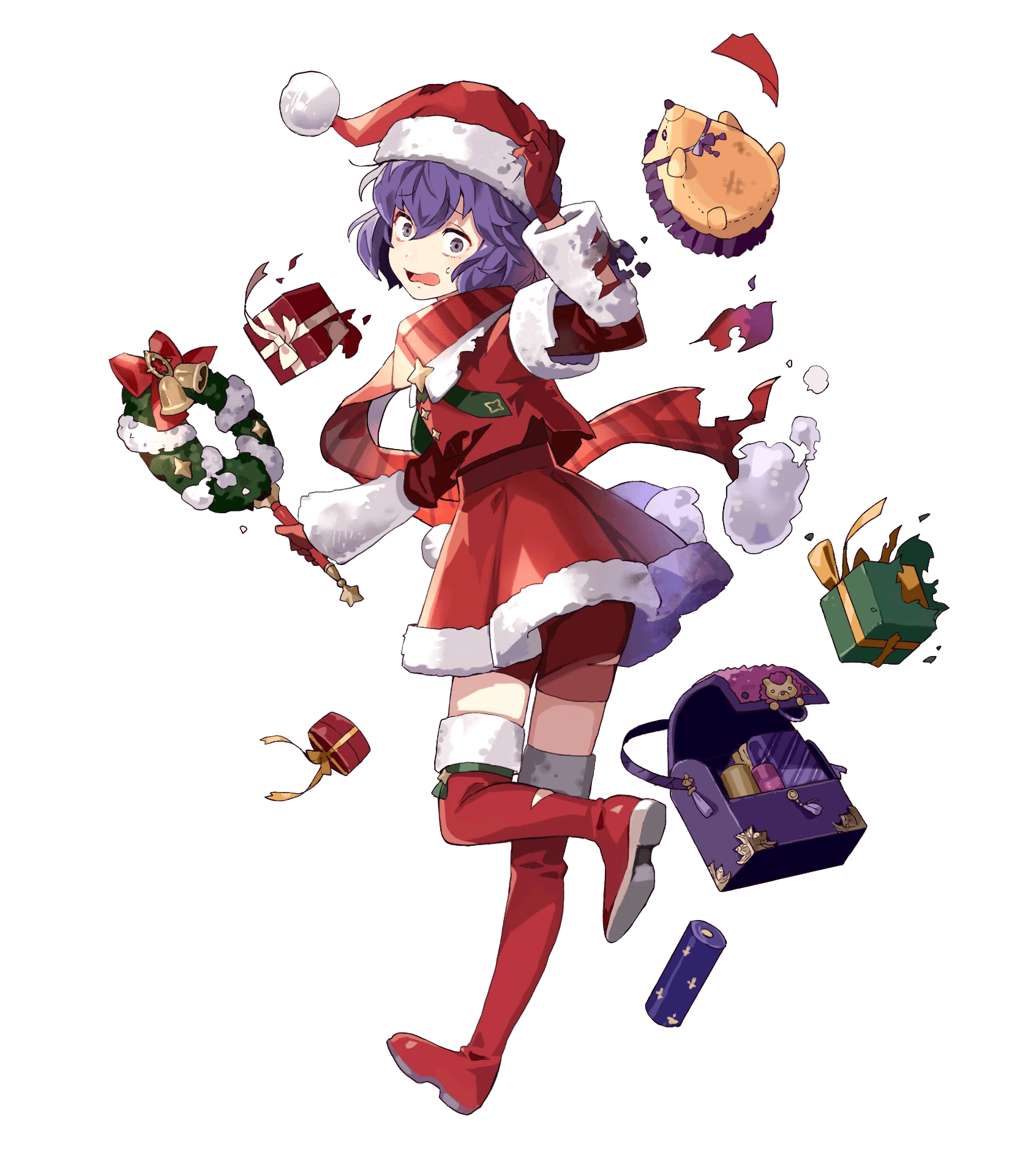 bernadetta bike_shorts christmas fire_emblem fire_emblem_heroes fire_emblem_three_houses nintendo thighhighs tobi_(artist) torn_clothes