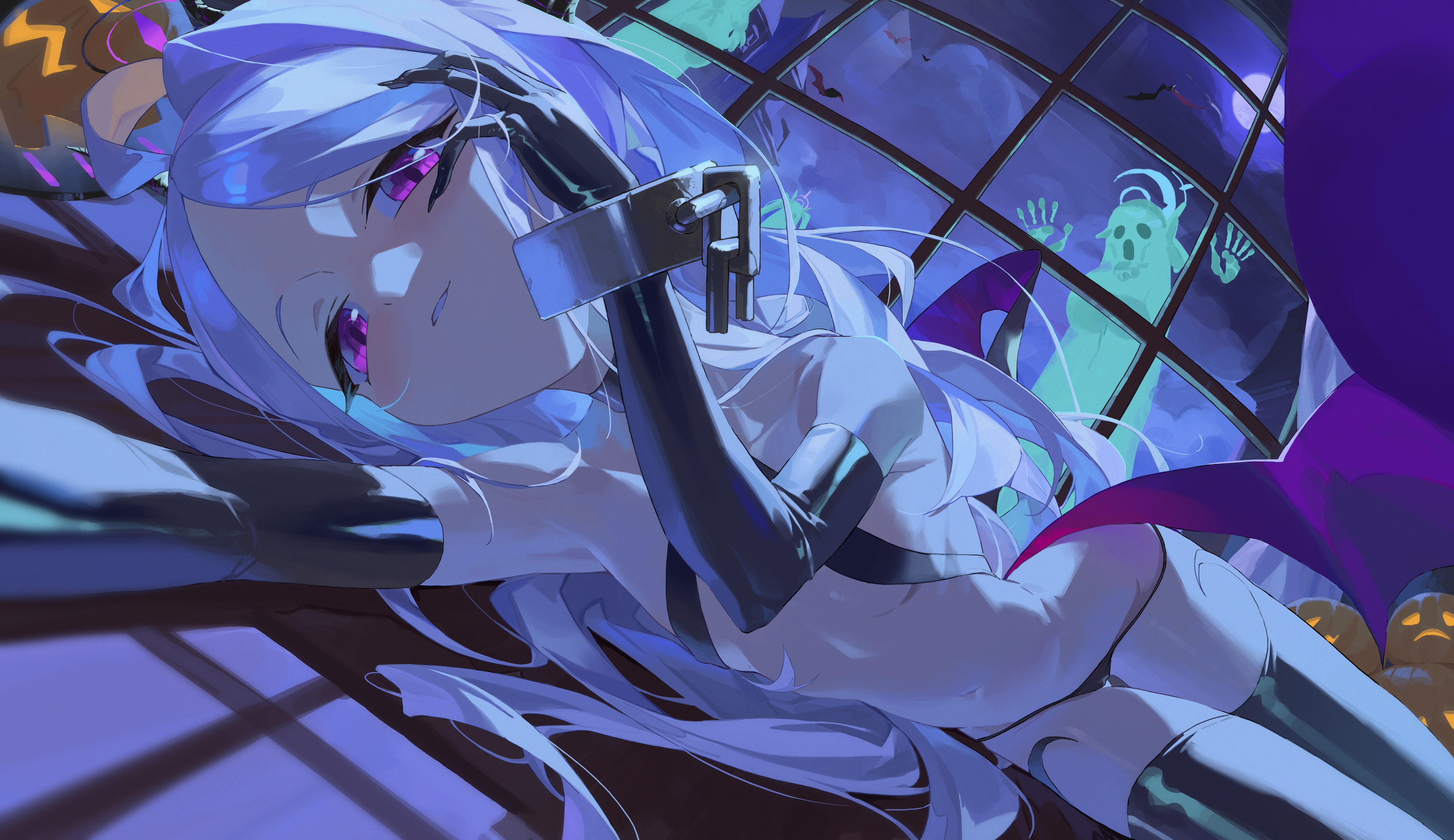 amau_ako bikini blue_archive devil halloween halo horns limi26 loli selfie sorasaki_hina swimsuits thighhighs wings