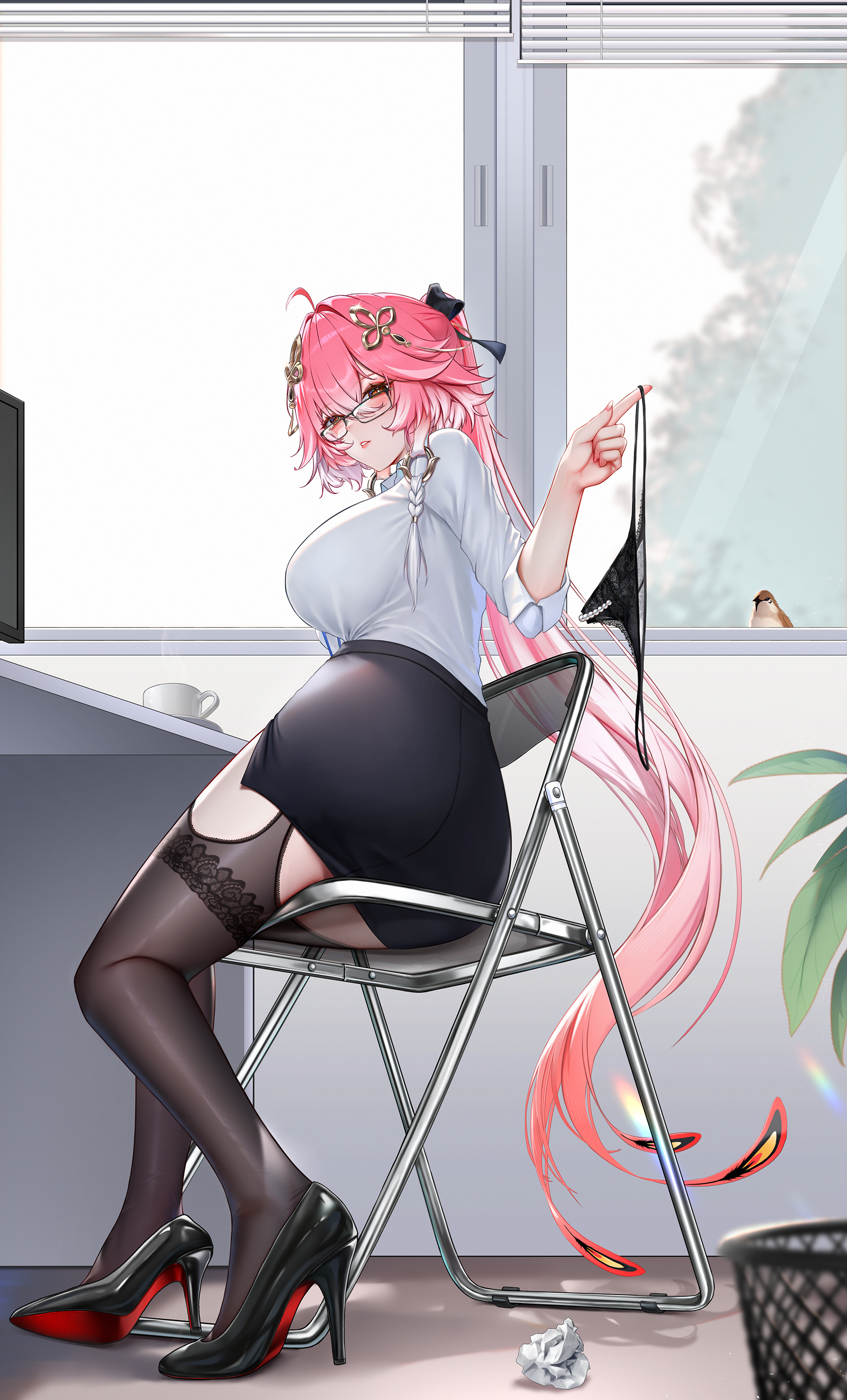 black_power-98-1-15 changli dress_shirt heels megane pantsu stockings thighhighs wuthering_waves